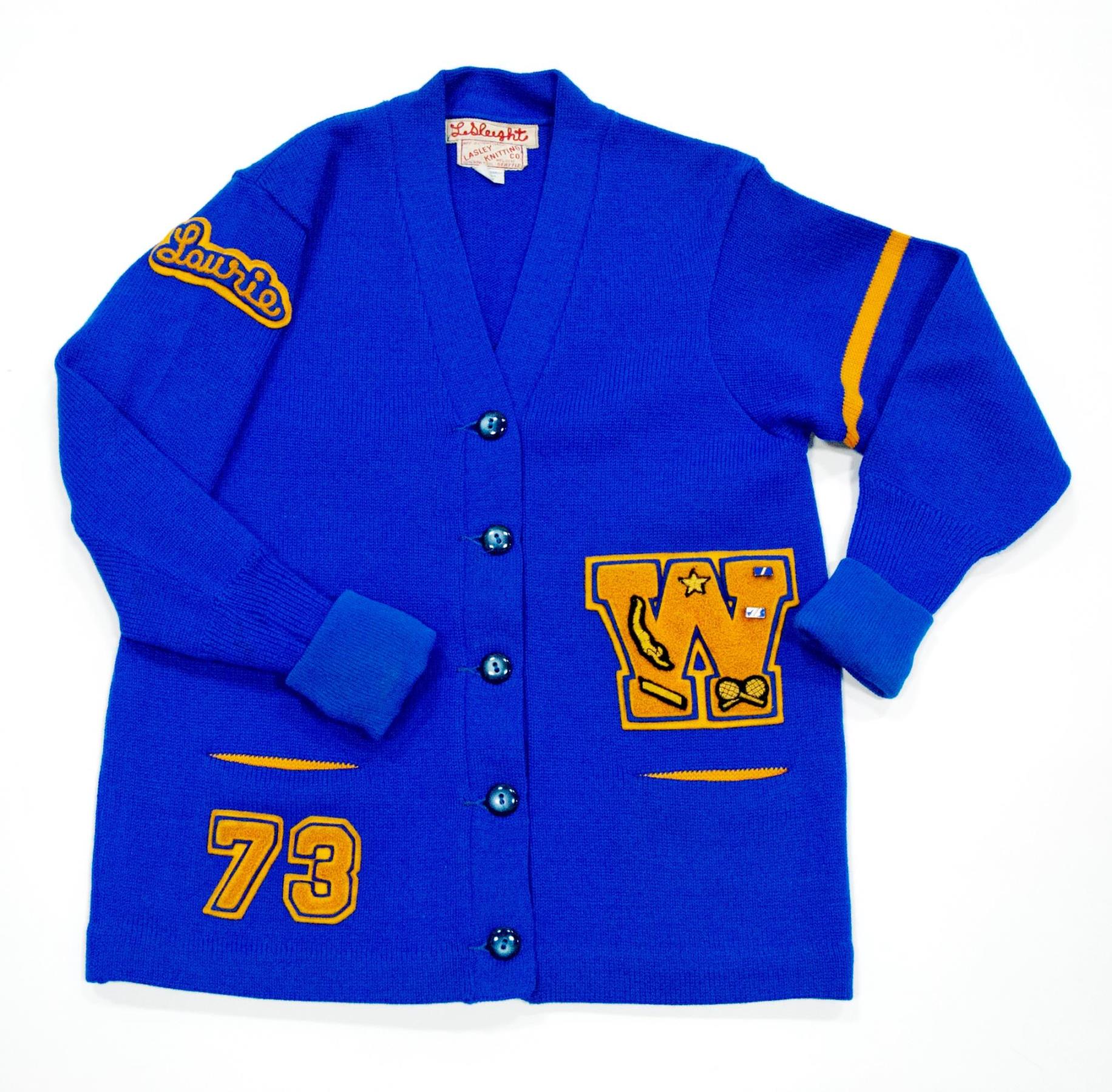 Image of West Seattle High School blue letterman sweater, 1973