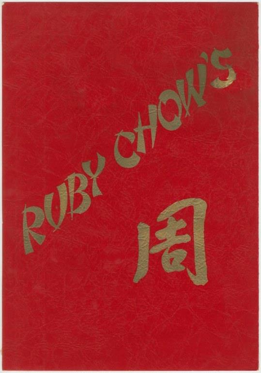 Image of Ruby Chow's menu, circa 1955