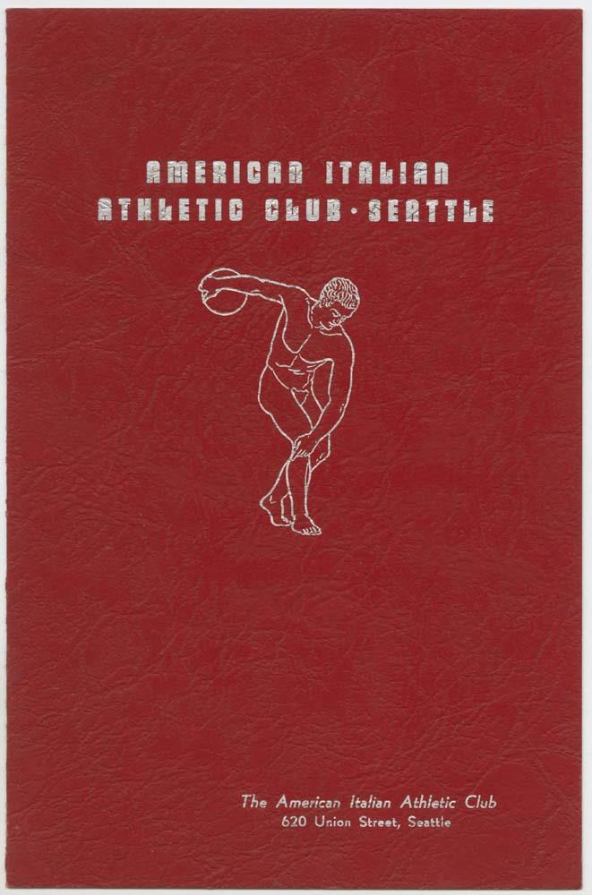 Image of American Italian Athletic Club menu, circa 1937