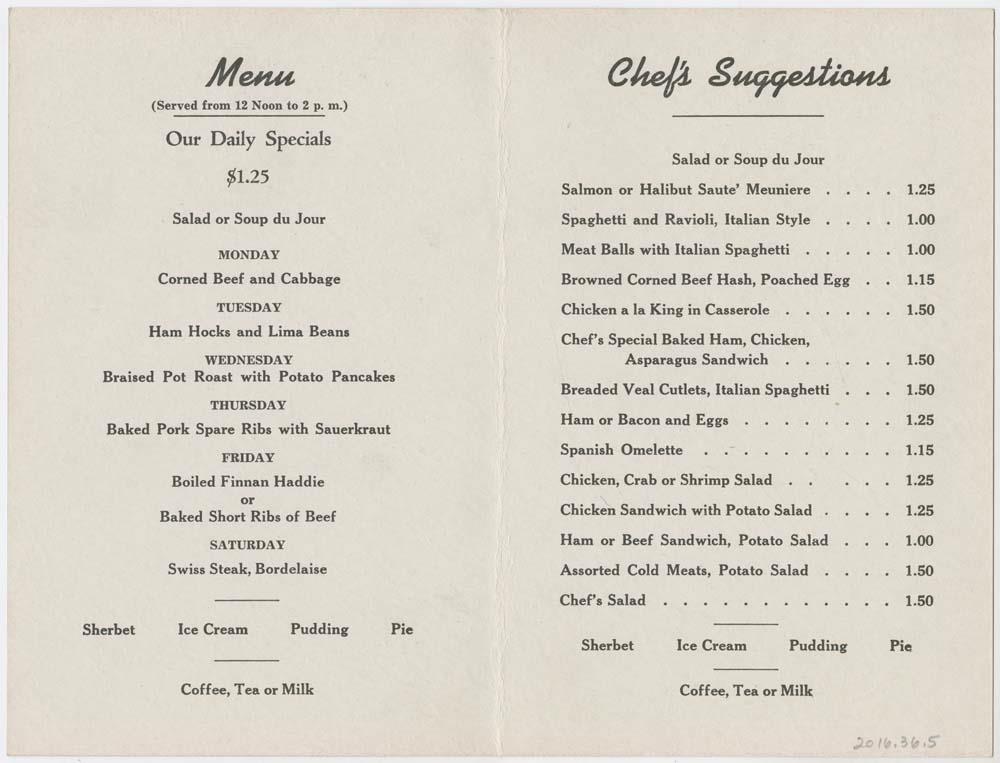 Image of American Italian Athletic Club menu, circa 1937