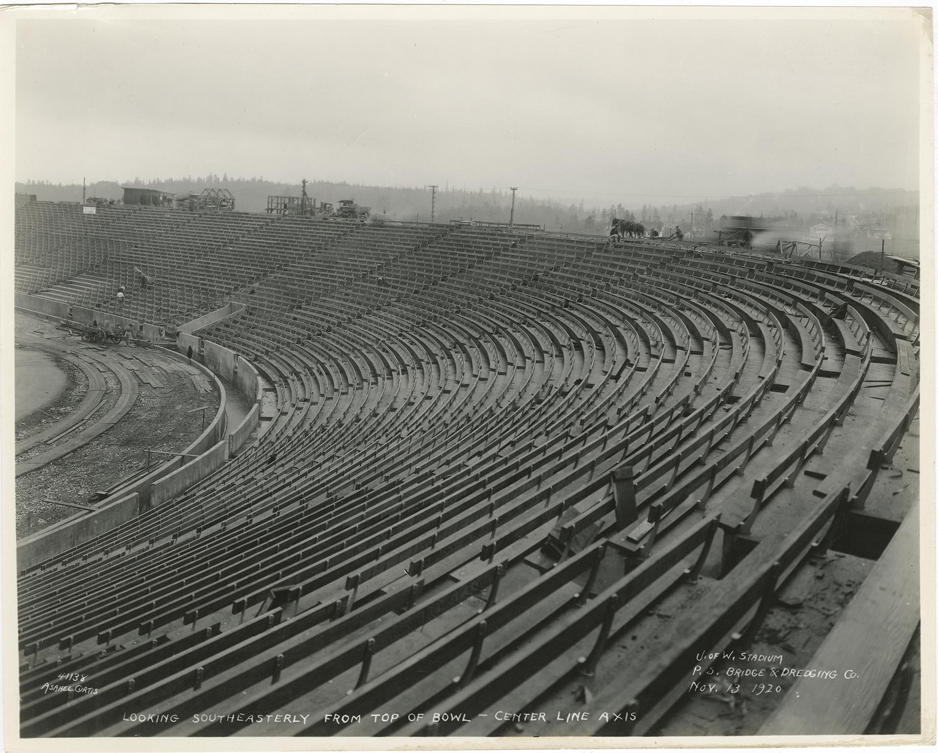 Image of Husky Stadium bleachers during stadium construction,  Seattle, November 13, 1920