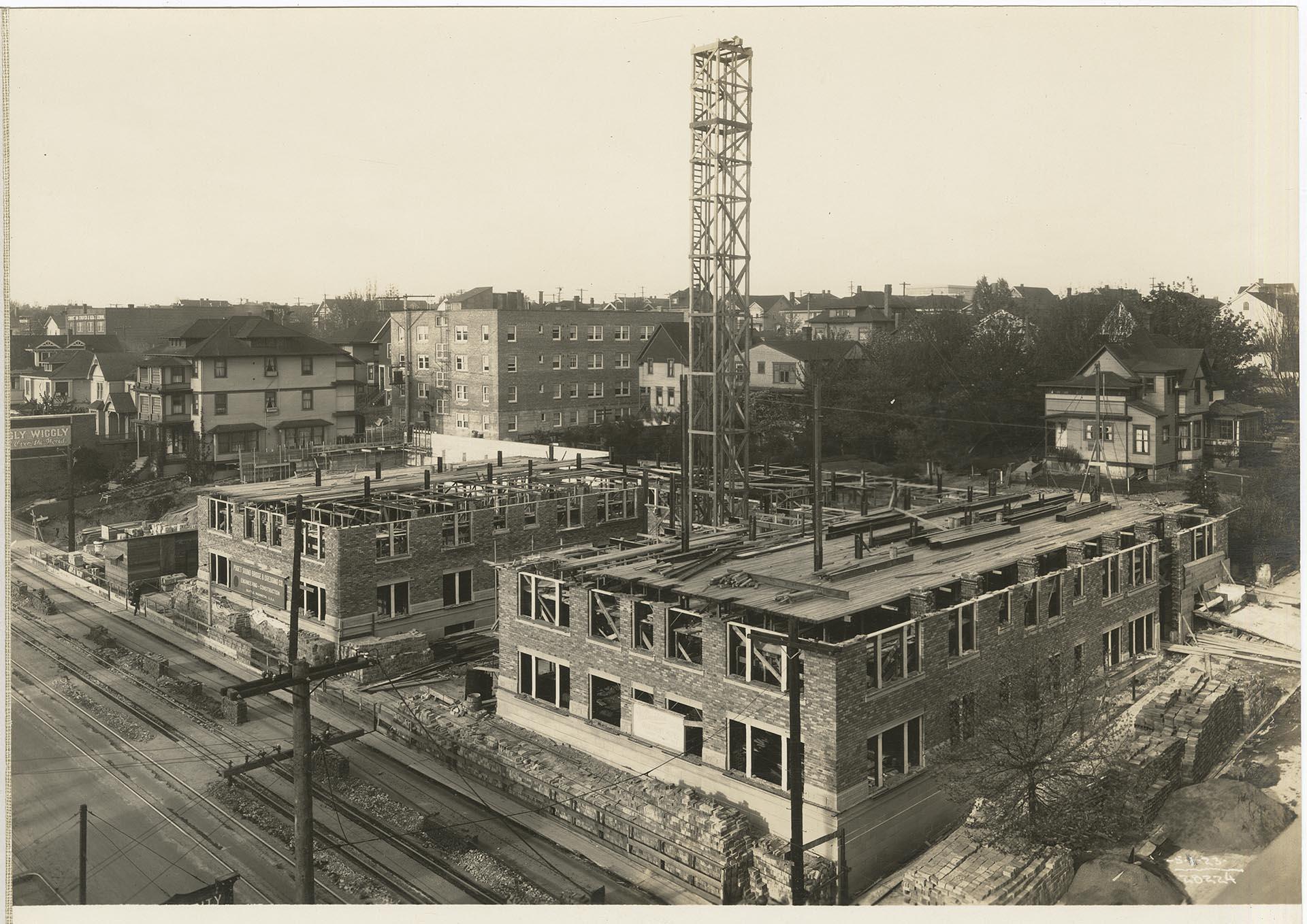 Image of Wilsonian Apartment Hotel during construction, Seattle, May 1, 1923