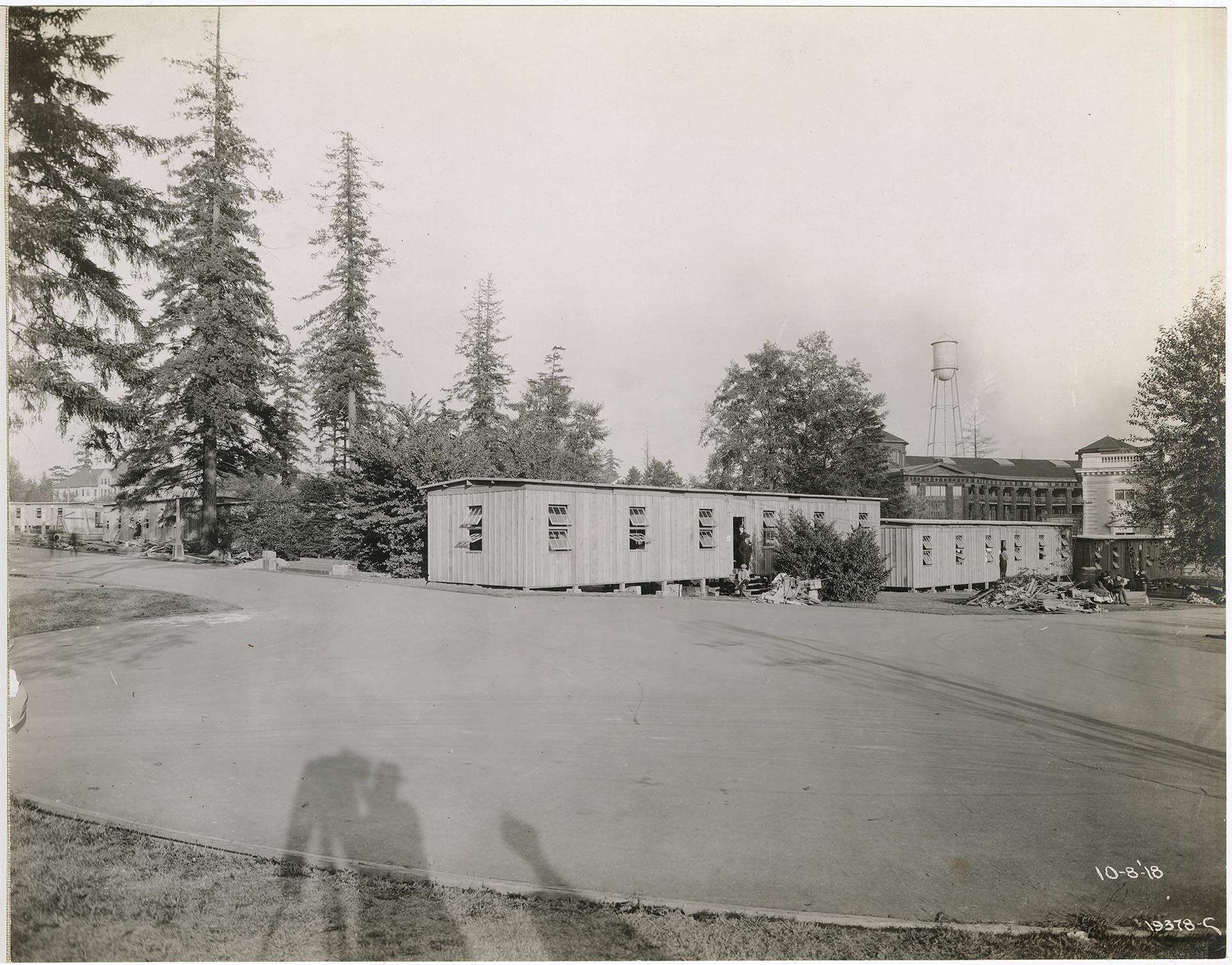 Image of Naval Training Station buildings under construction on University of Washington campus, Seattle, October 8, 1918