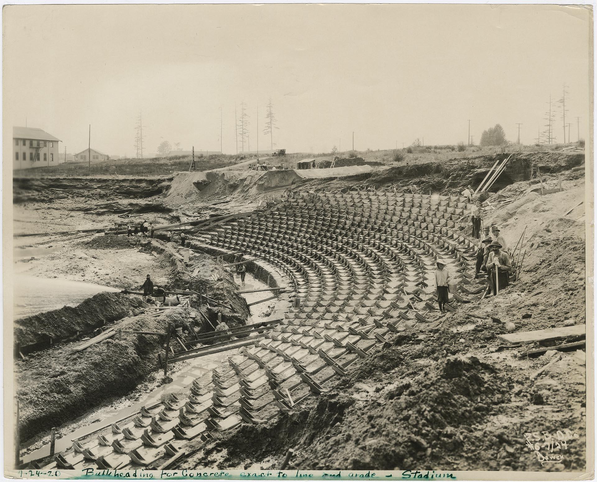 Image of Construction of Husky Stadium on University of Washington campus, Seattle, September 24, 1920