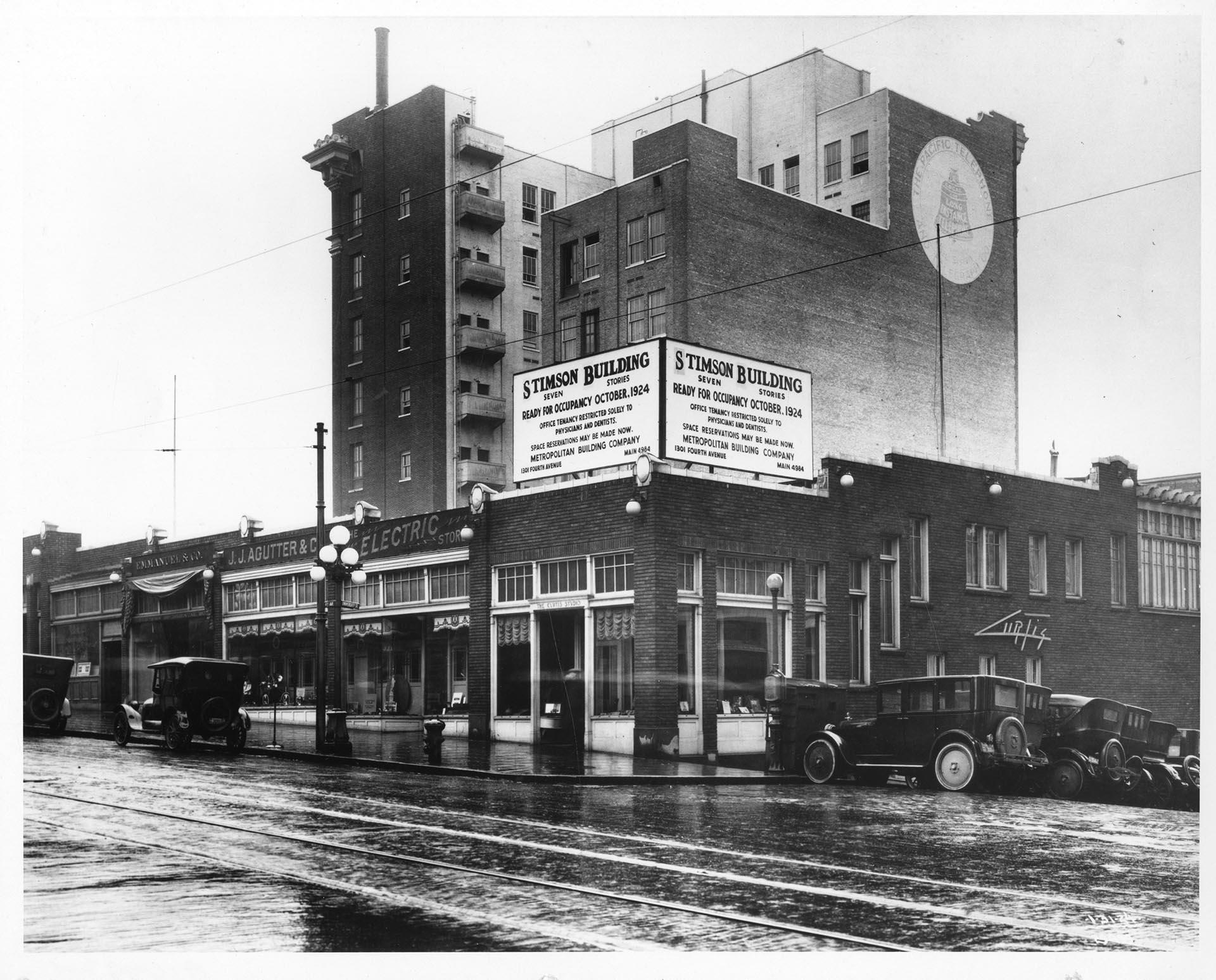 Image of Corner of Fourth Avenue and University Street, Seattle, January 31, 1924