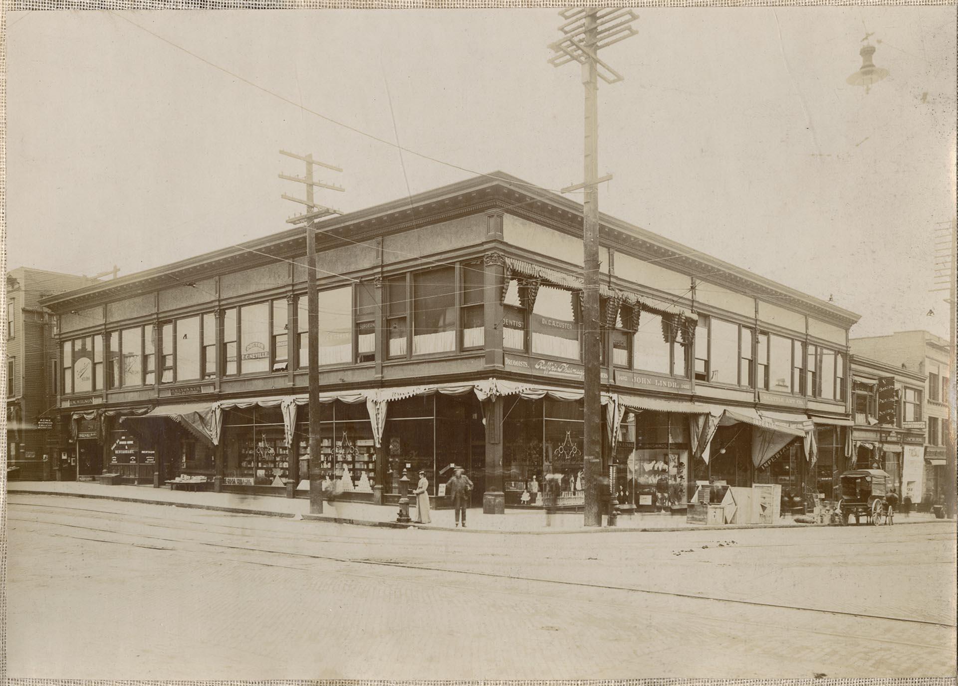Image of Corner of 2nd Avenue & Pike St. Seattle, circa 1903