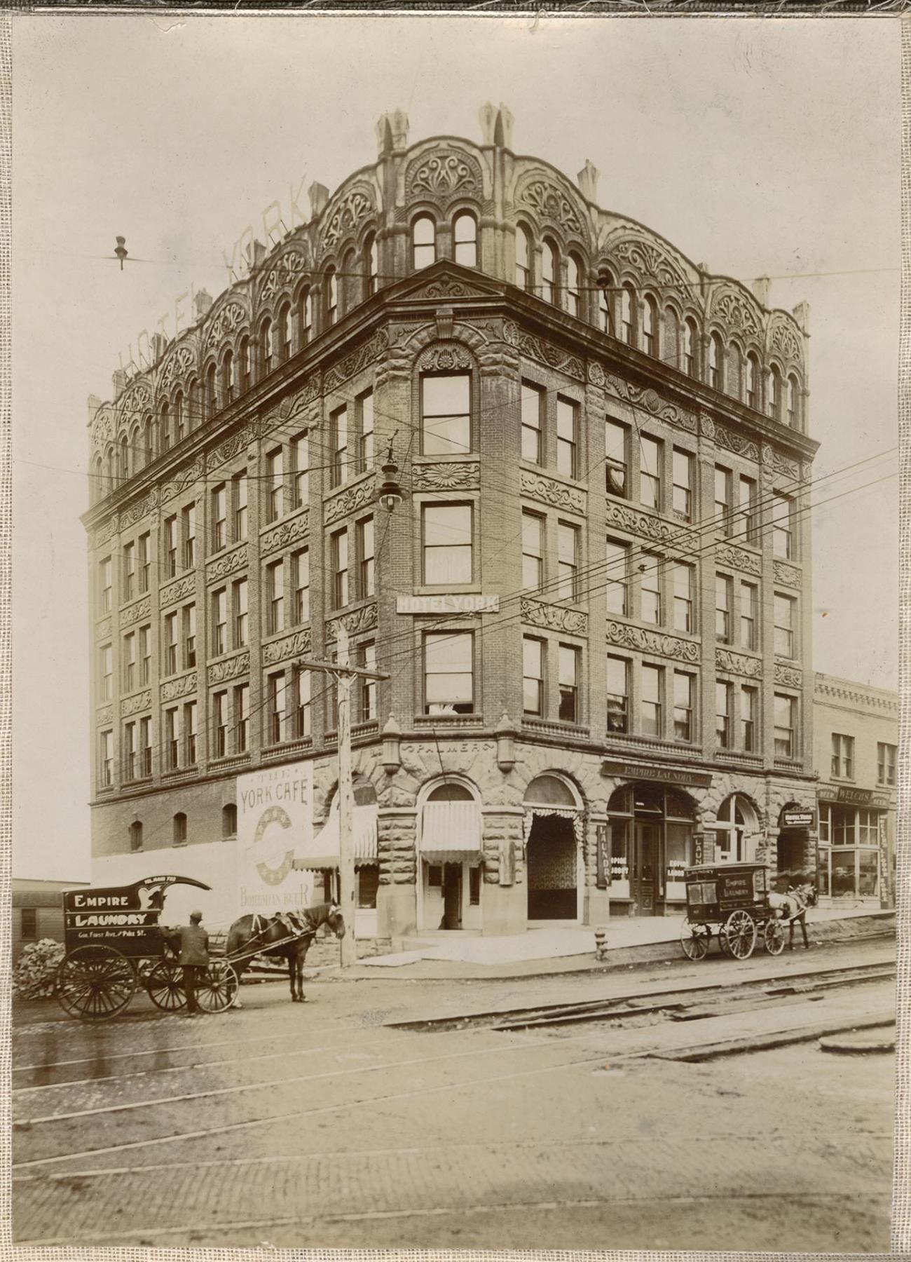 Image of Palmer building at 1st Ave. and Pike St., Seattle, circa 1903