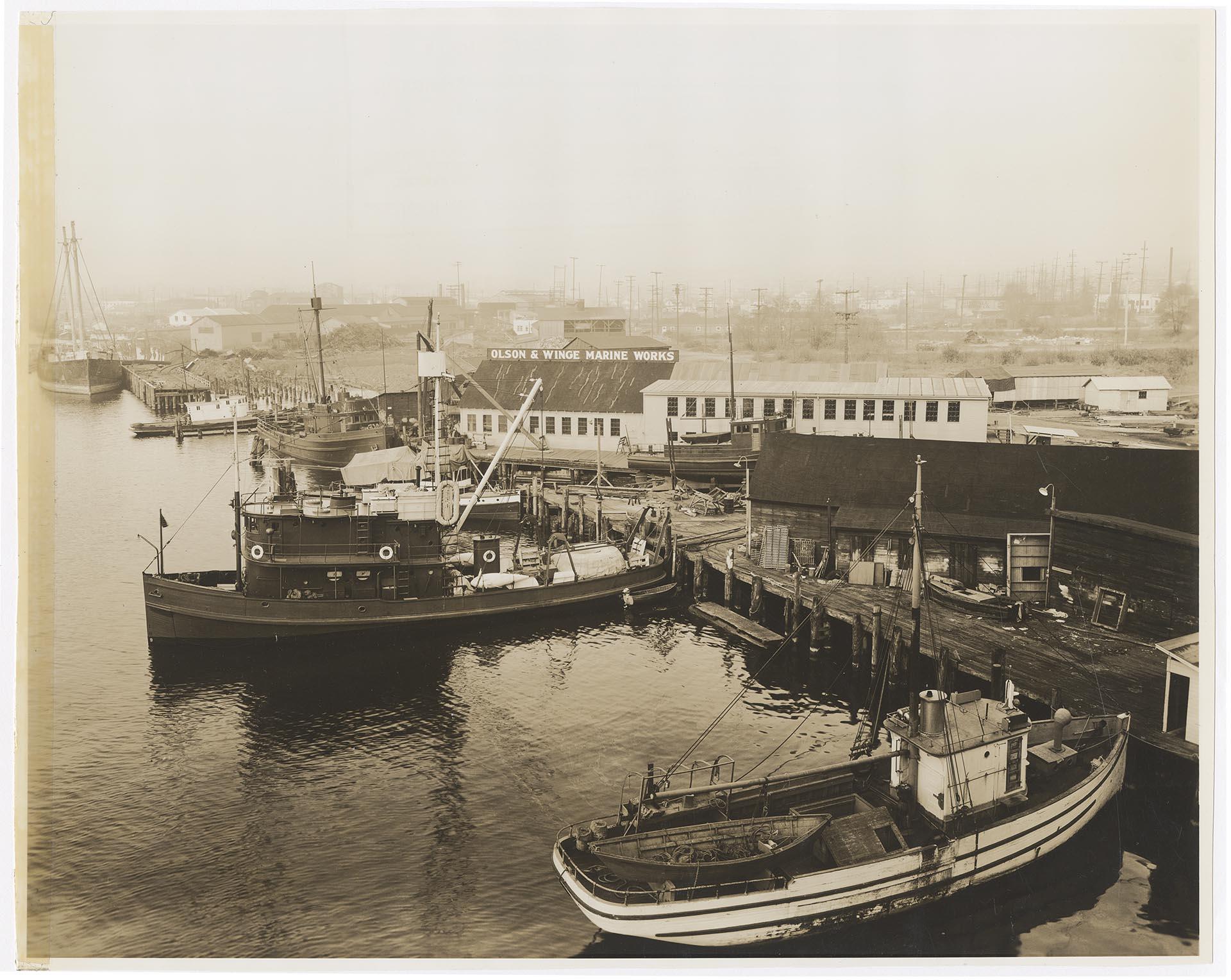 Image of Olson & Winge Marine Works yard, Seattle, 1941