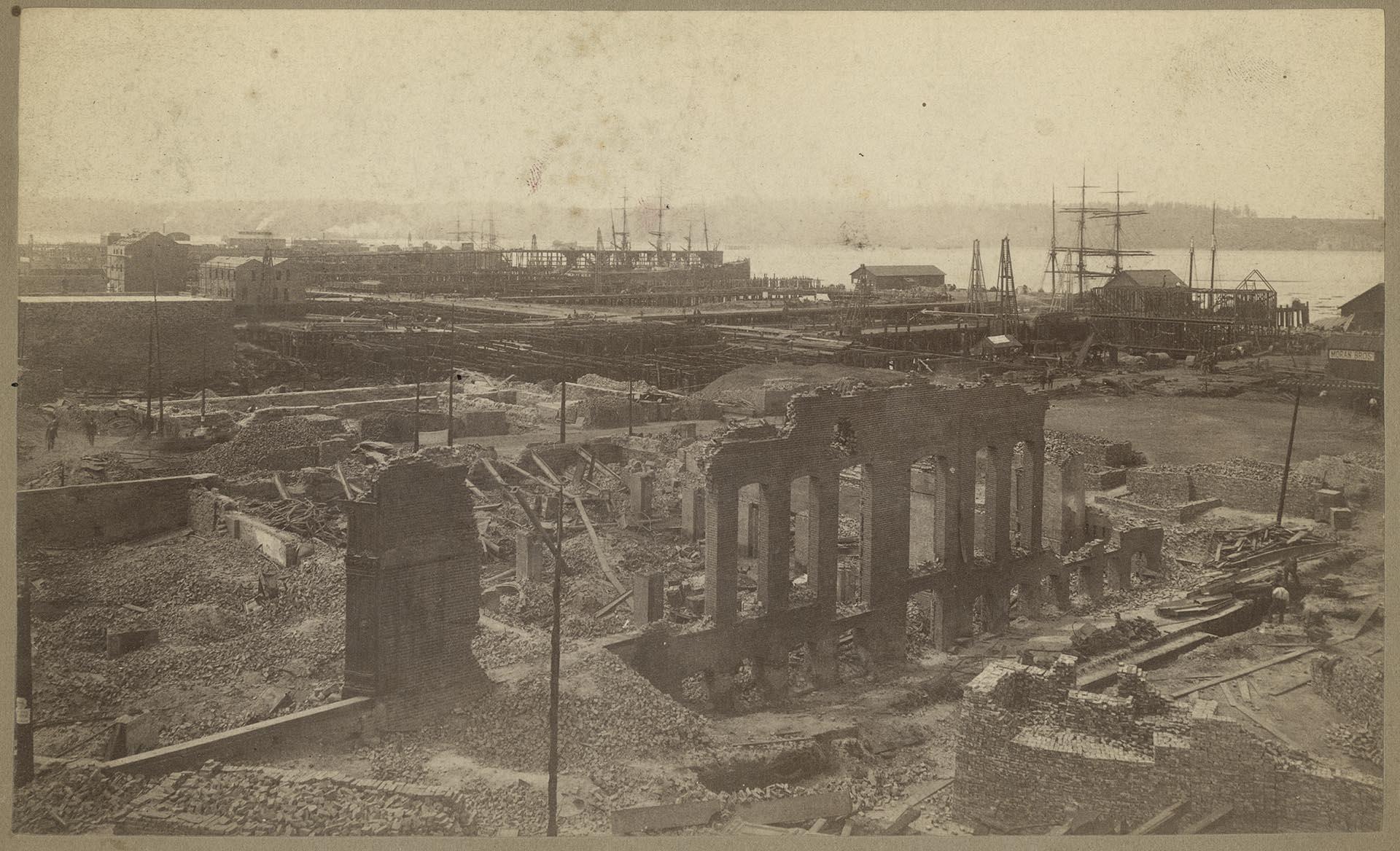 Image of Damage to Seattle business district after Great Fire, June 6, 1889