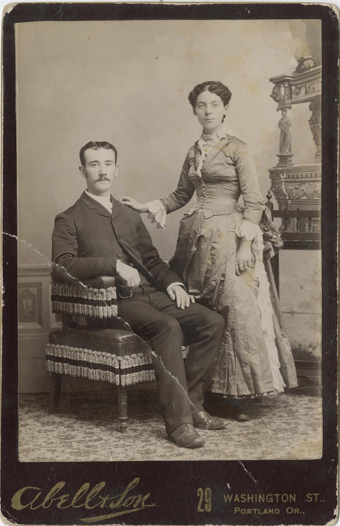 Image of Portrait of John and Carrie Denny, Portland, circa 1887