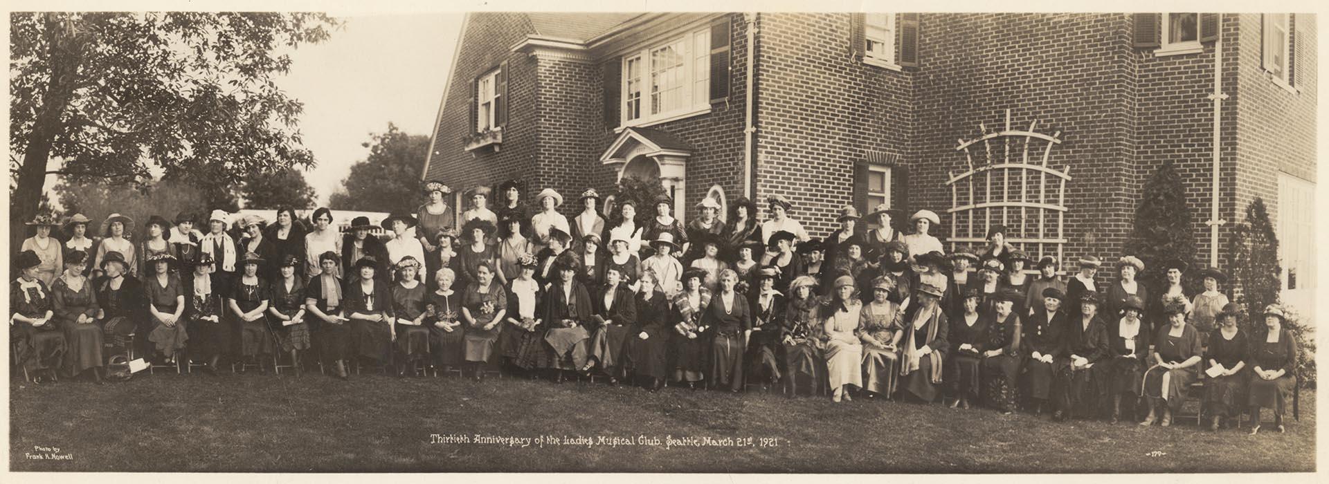 Image of Ladies Musical Club members posing for the club's 30th anniversary, Seattle, 1921