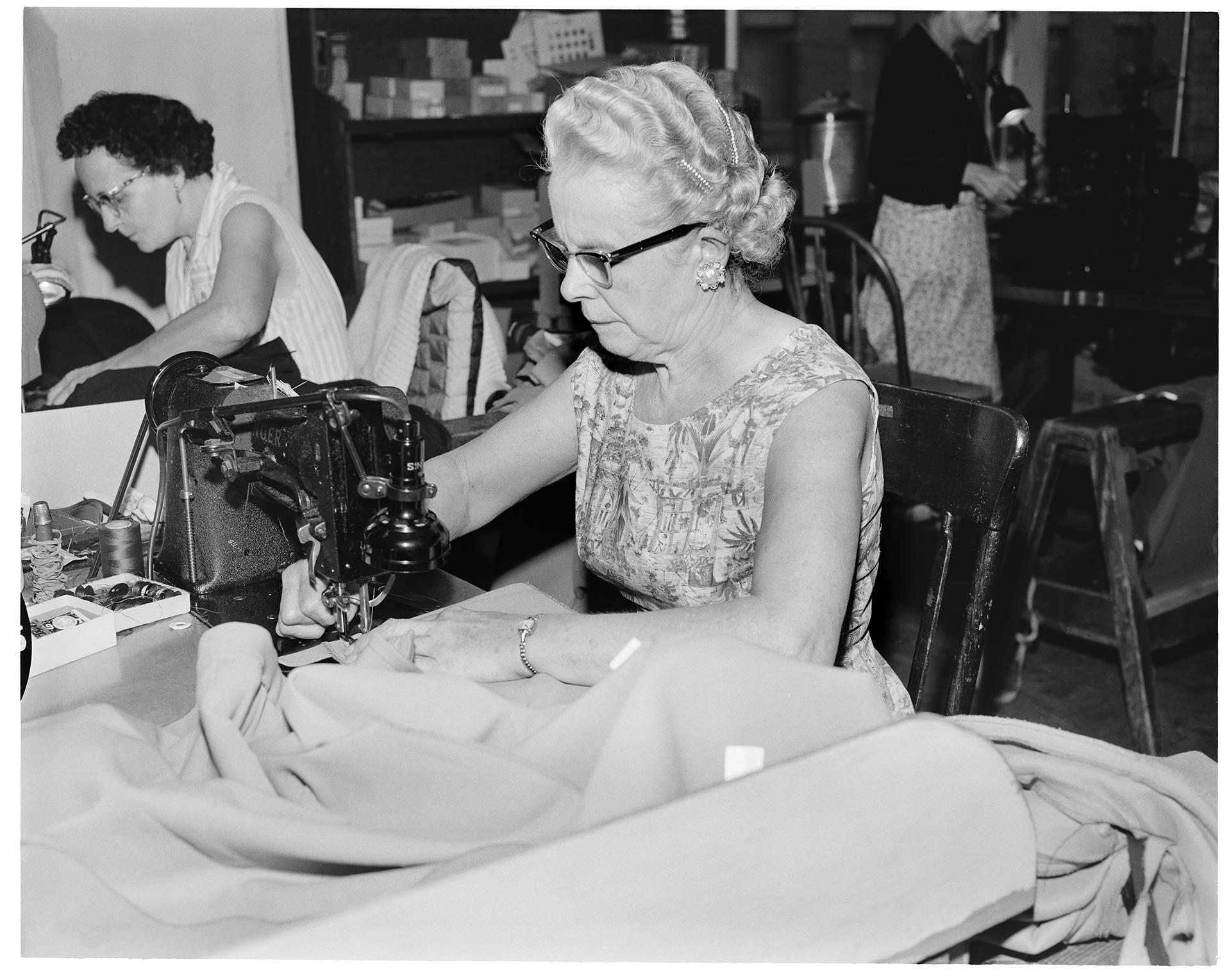Image of Seamstresses sewing skiwear at Roffe, Inc., Seattle, circa 1960