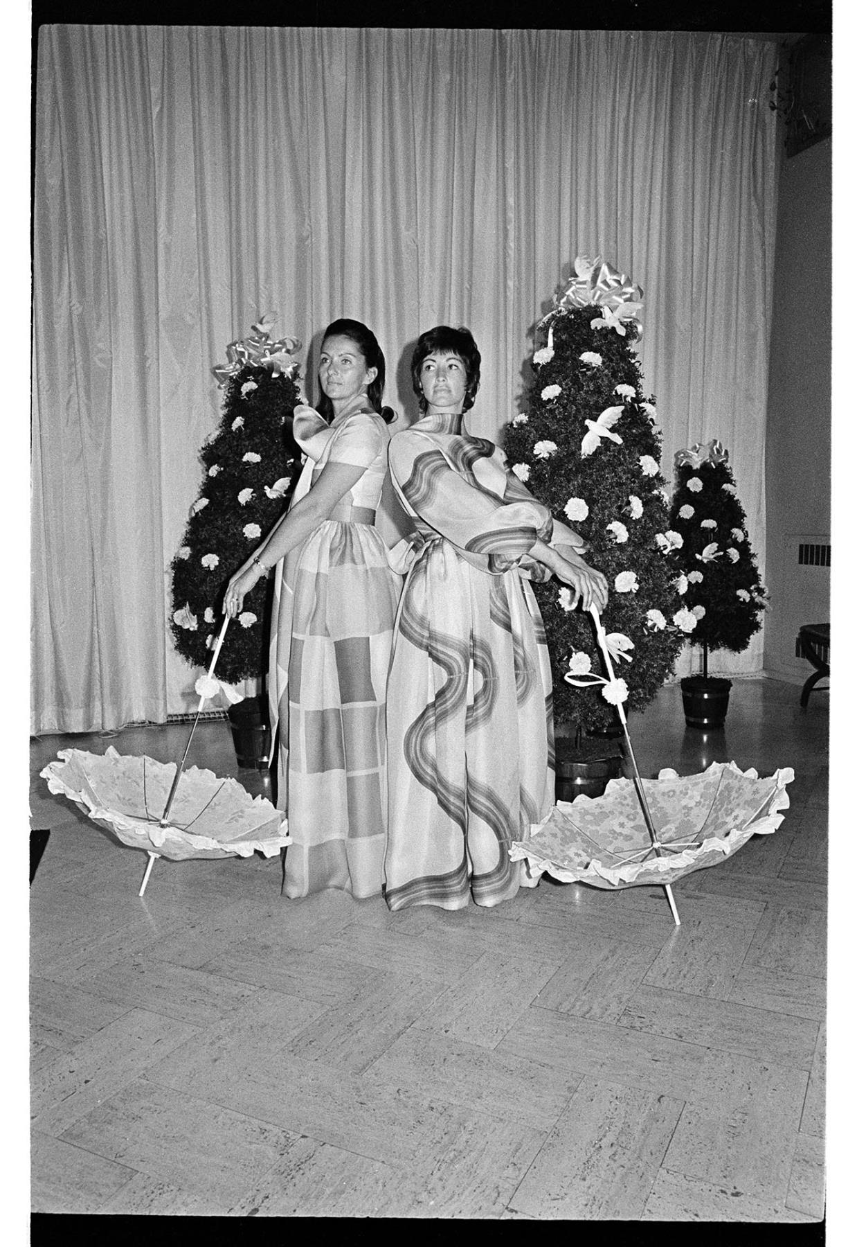 Image of Models posing in fashions by Bill Blass, Olympic Hotel, Seattle, March 1970