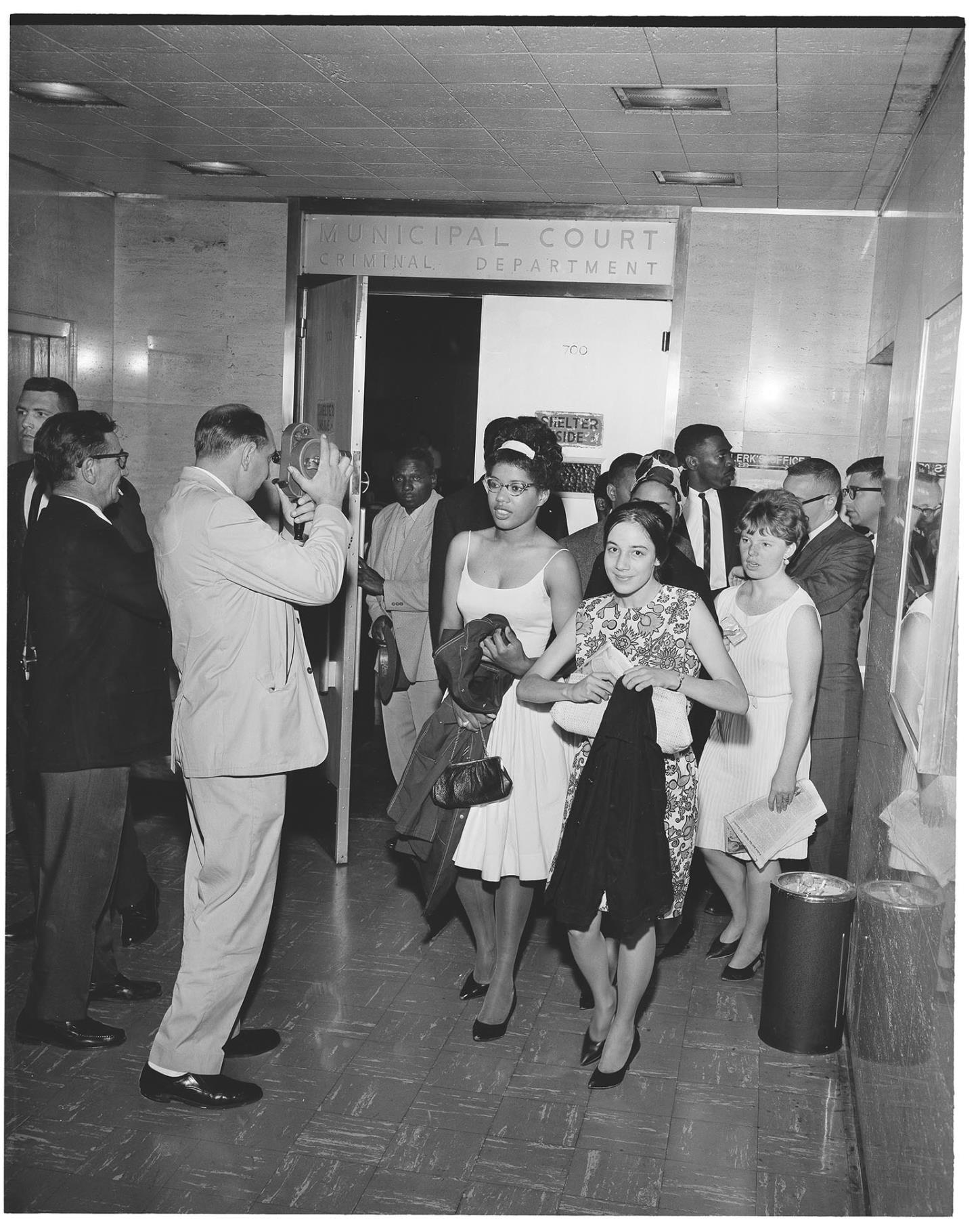 Image of Defendants in City Council demonstration case at police court, July 26, 1963