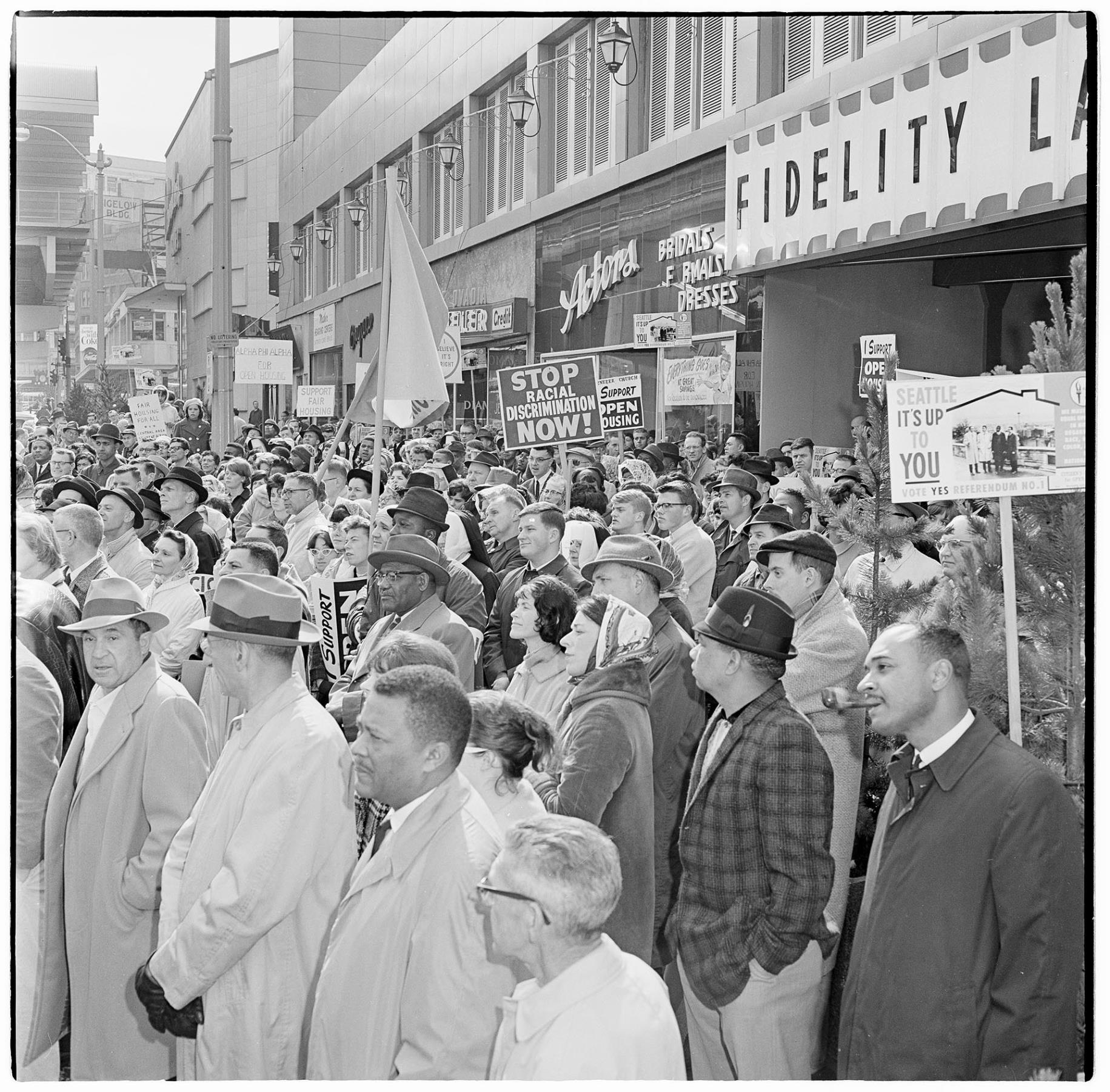 Image of Open housing demonstration at Westlake Mall, March 7, 1964
