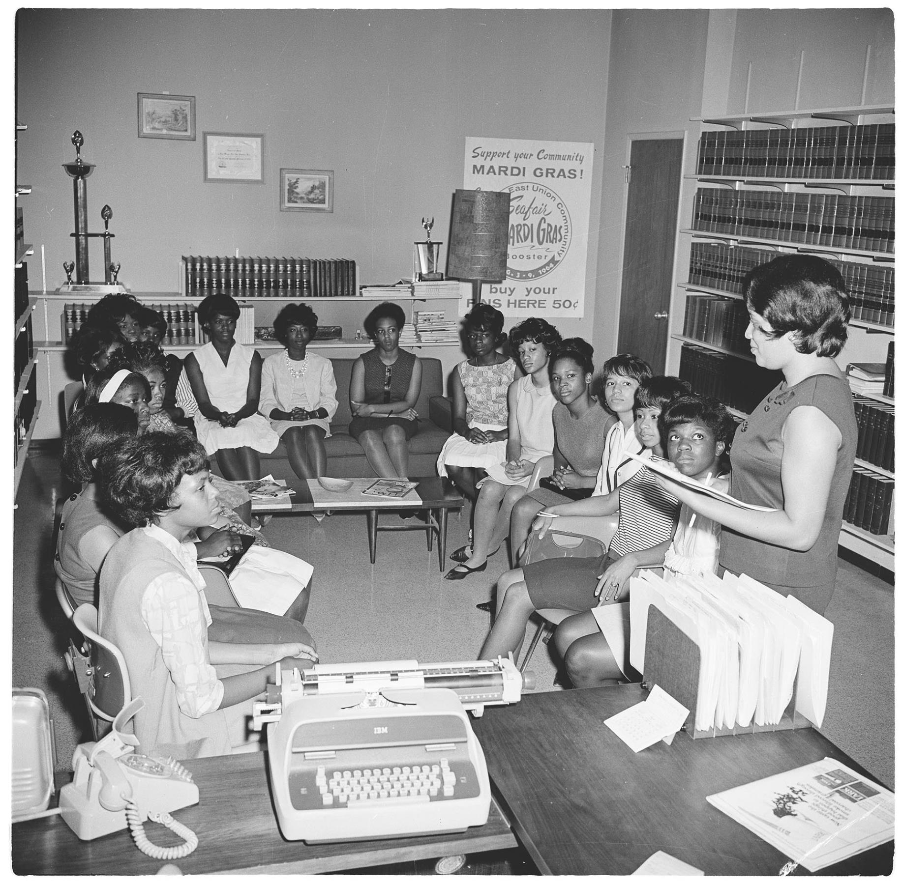 Image of Teenage girls at Central District Youth Employment Program orientation, August 17, 1964