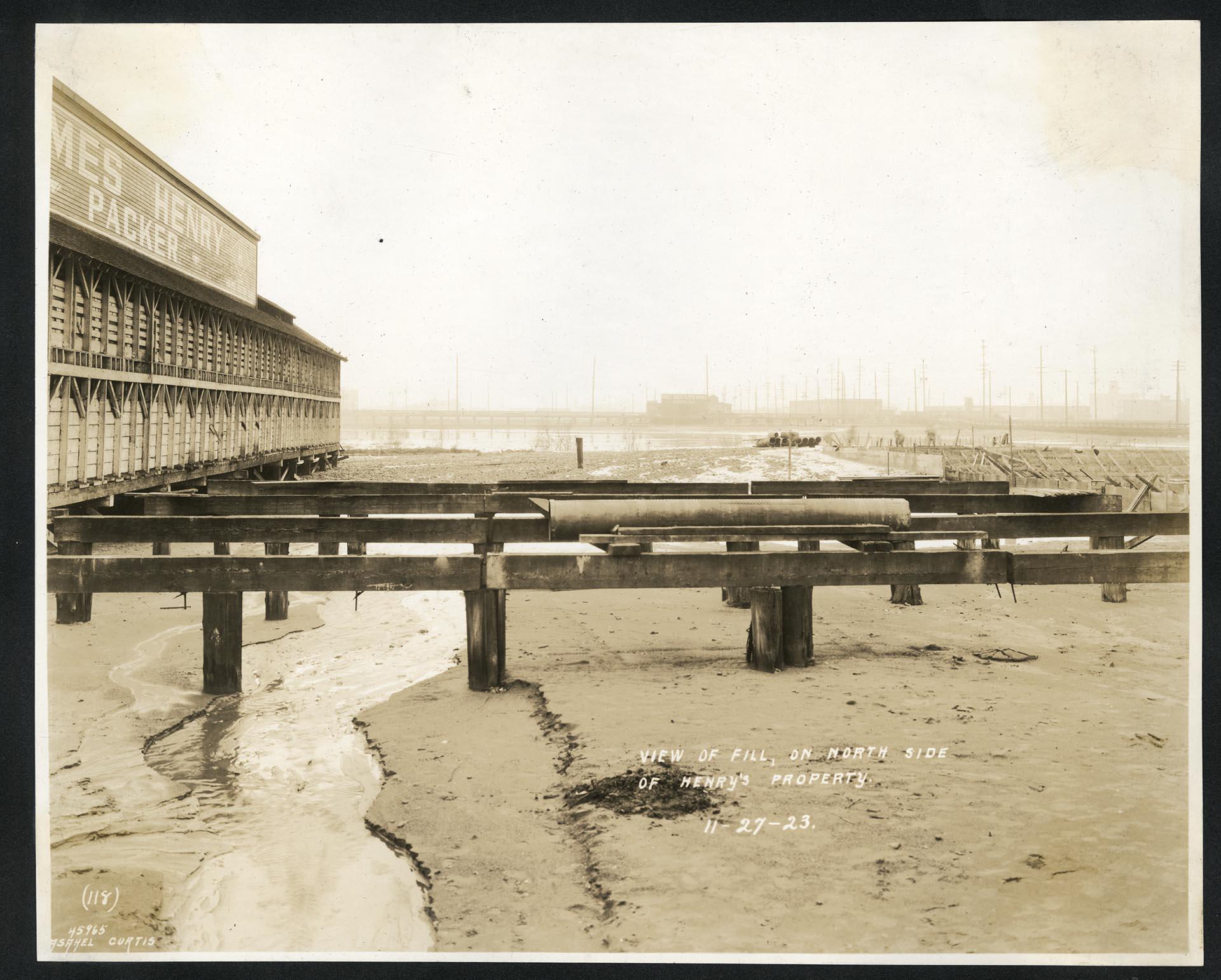 Image of Land fill and tidal flats south of downtown Seattle, November 27, 1923