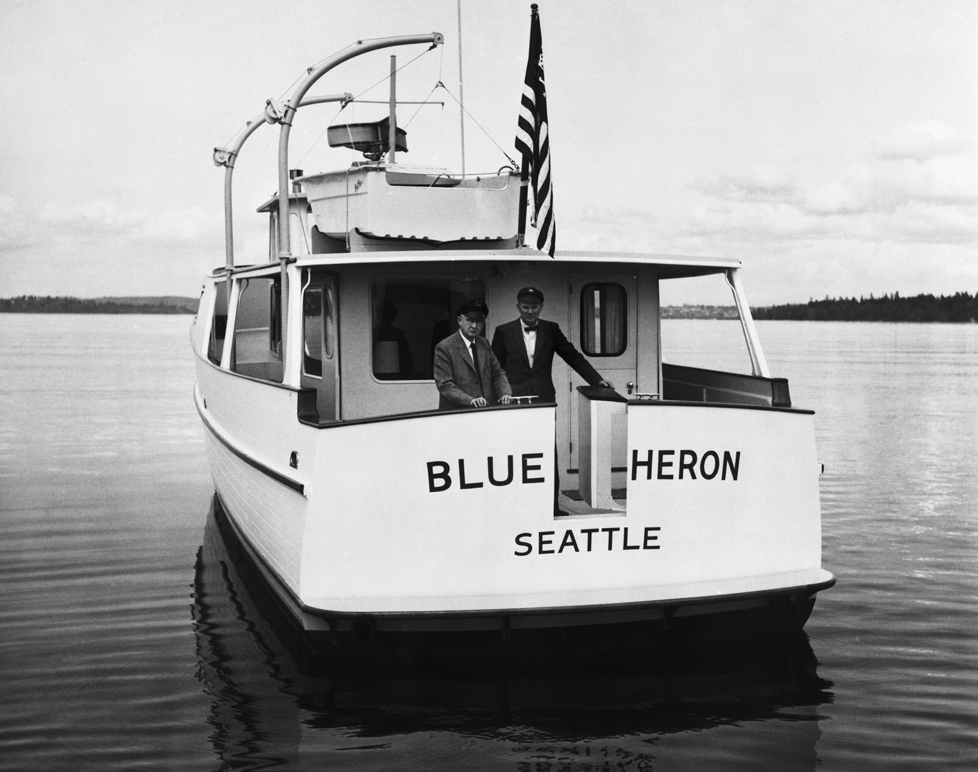Image of Casey Jones and Norman J. Blanchard aboard the  motor yacht 