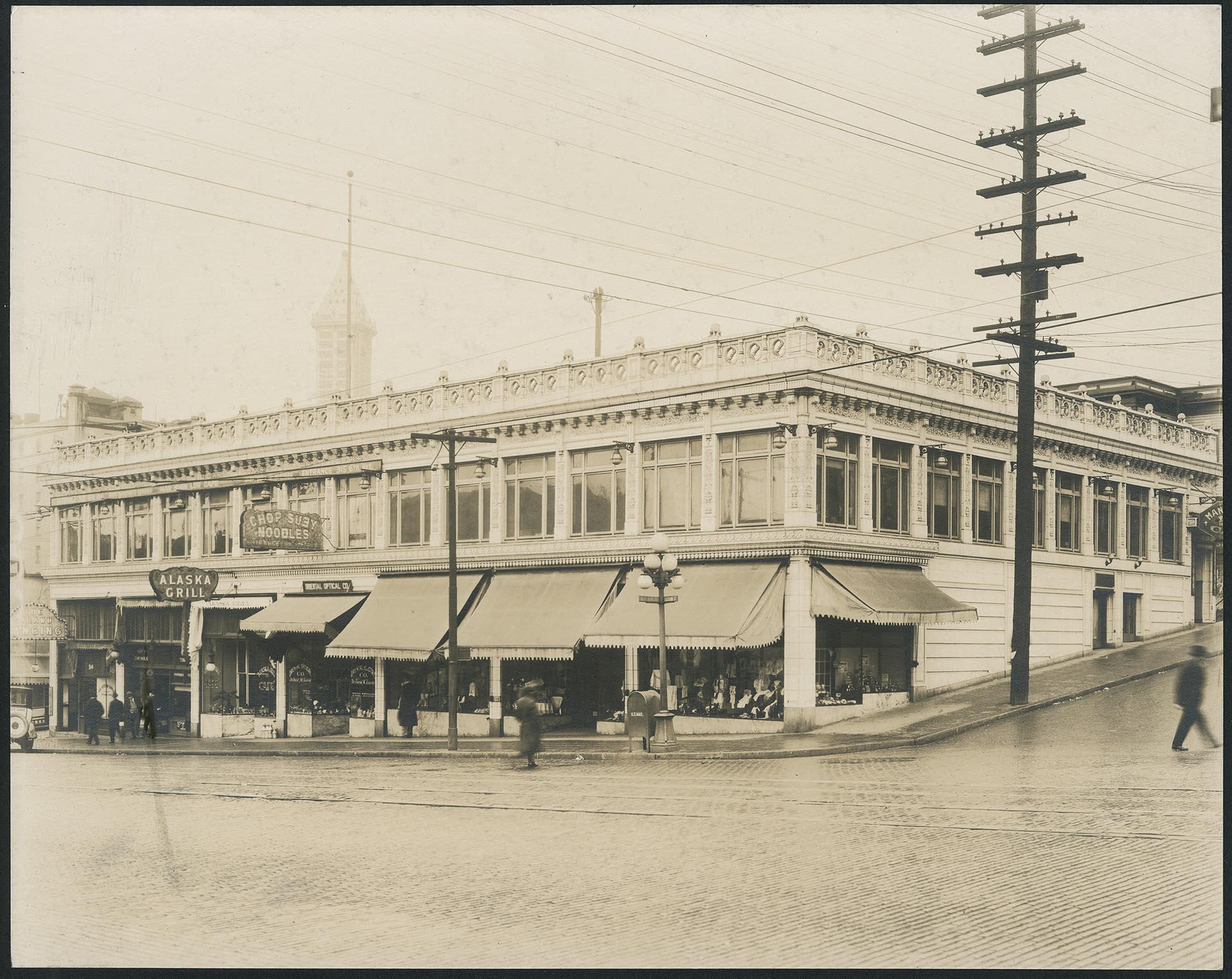 Image of Northwest corner of S. Jackson St. and 6th Ave S., Seattle, circa 1925