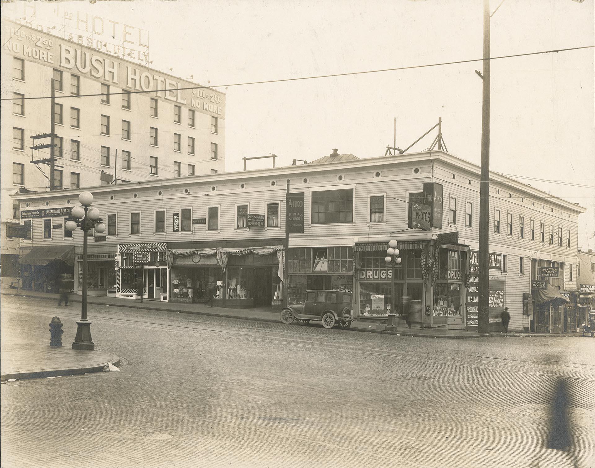 Image of Southeast corner of S. Jackson St. and 6th Ave S., Seattle, circa 1925