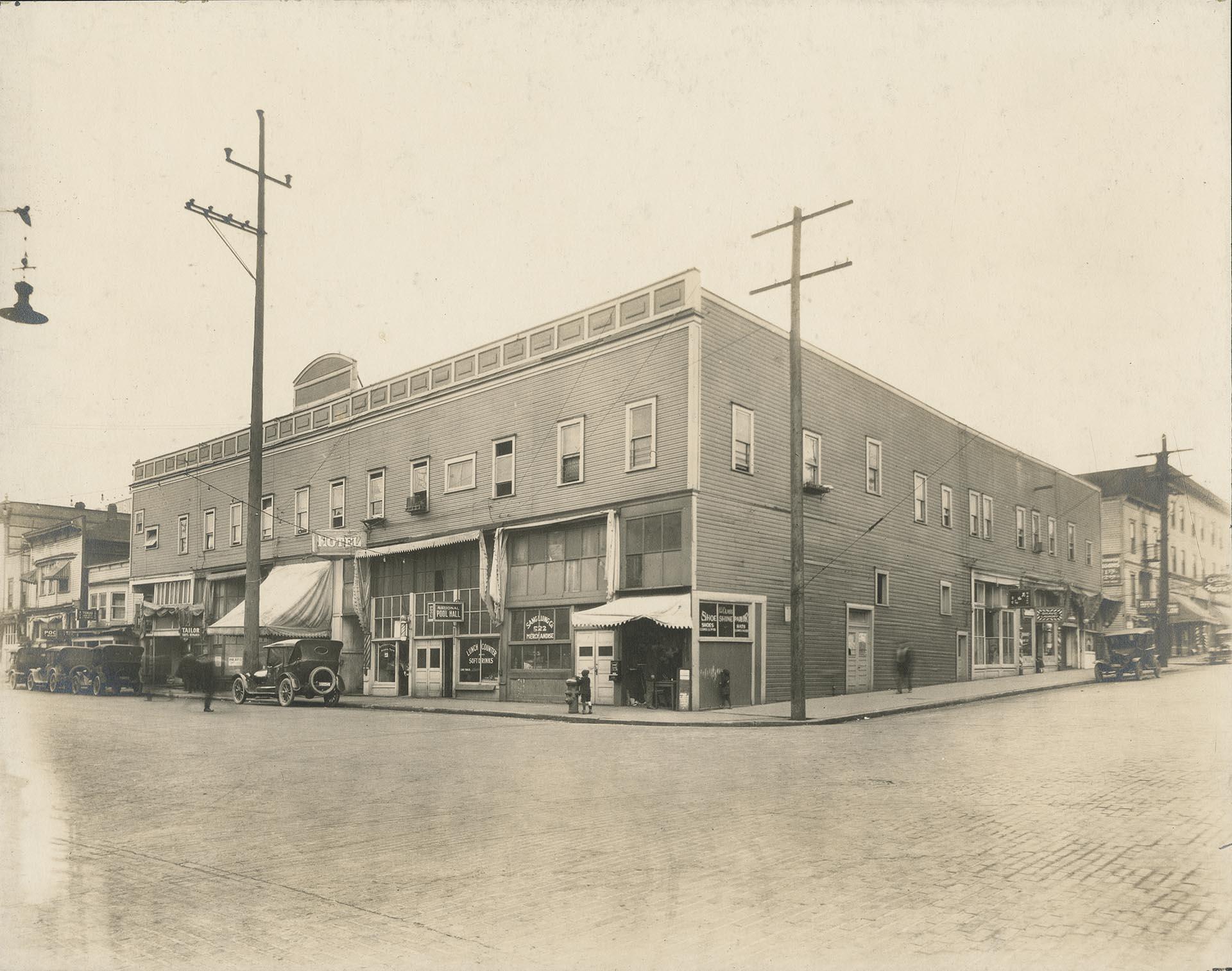 Image of Corner of S. King St. and 6th Ave S., Seattle, circa 1925