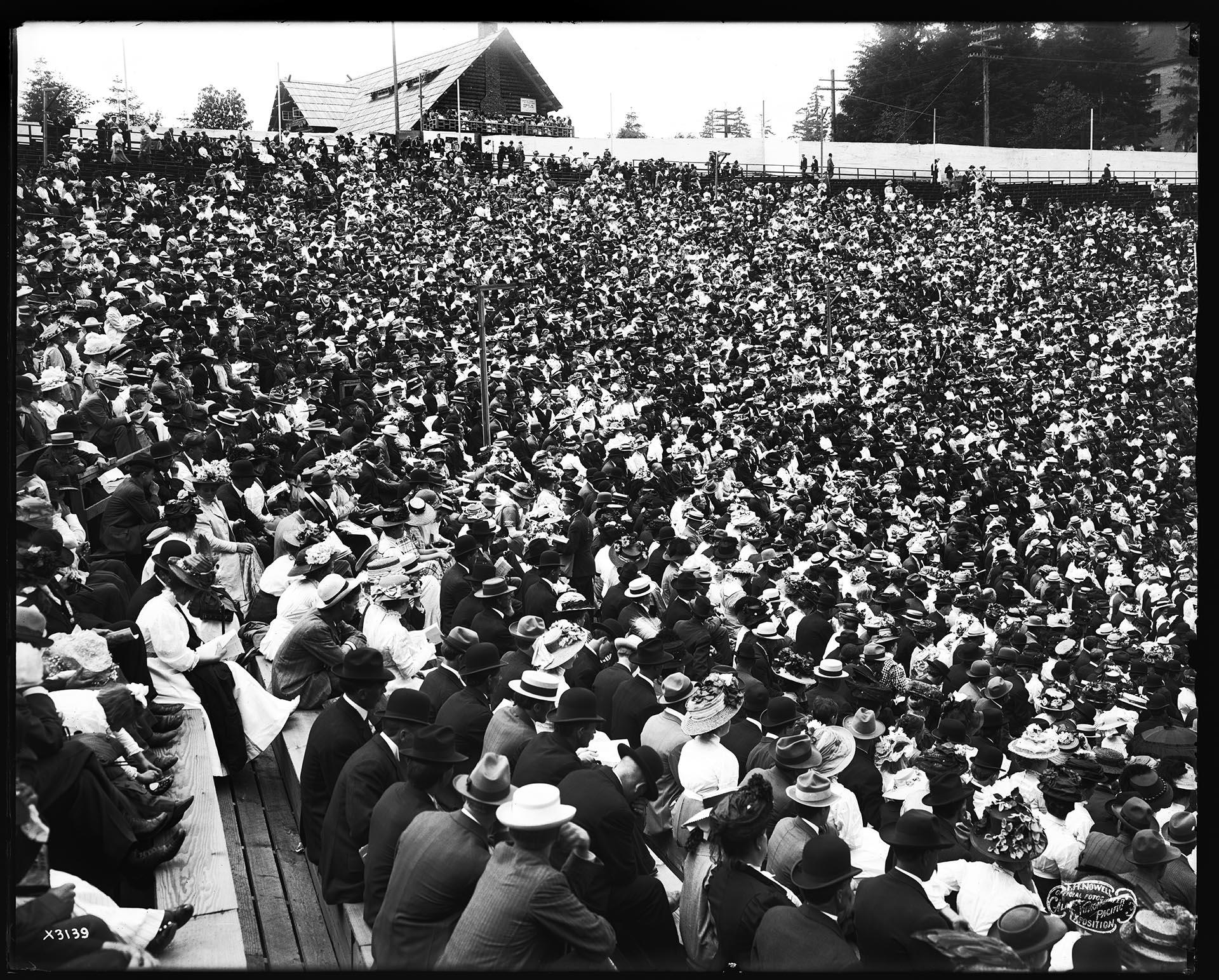 Image of Audience at the Amphitheater on Swedish Day at the Alaska-Yukon-Pacific Exposition, July 31, 1909