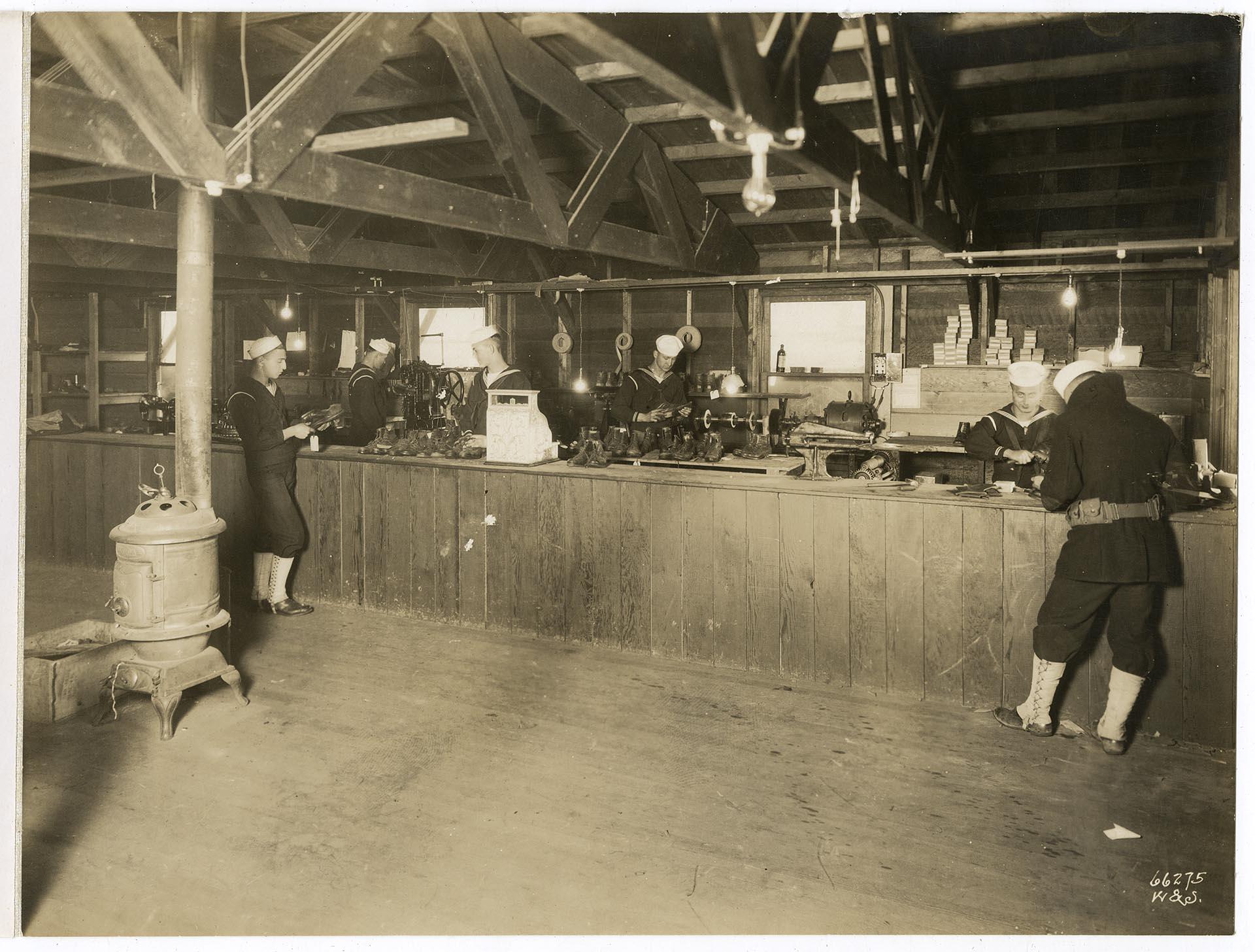Image of Shoemakers at the Naval Training Station, Seattle, circa 1918