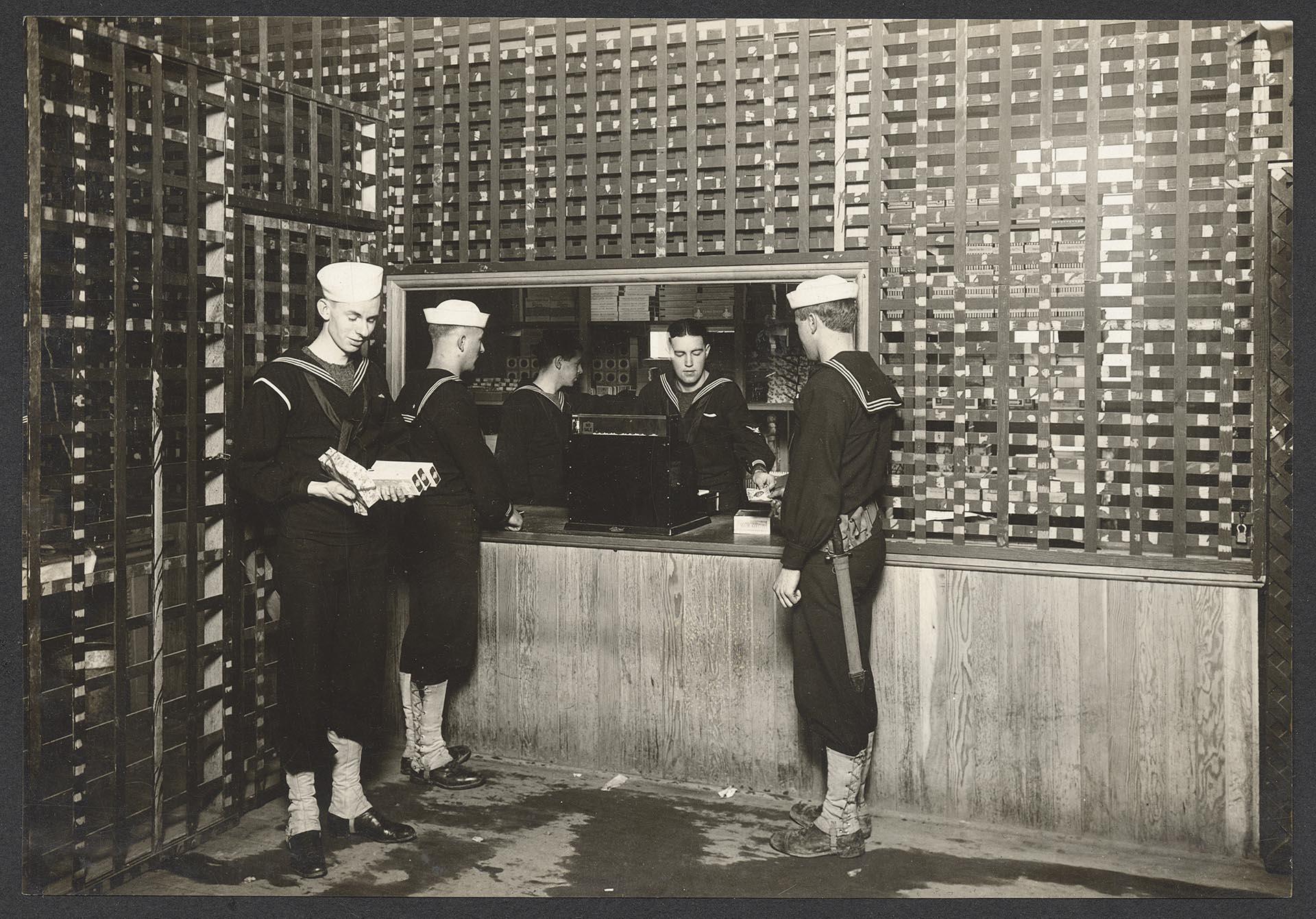 Image of Navy personnel at station commissary, Seattle, circa 1918