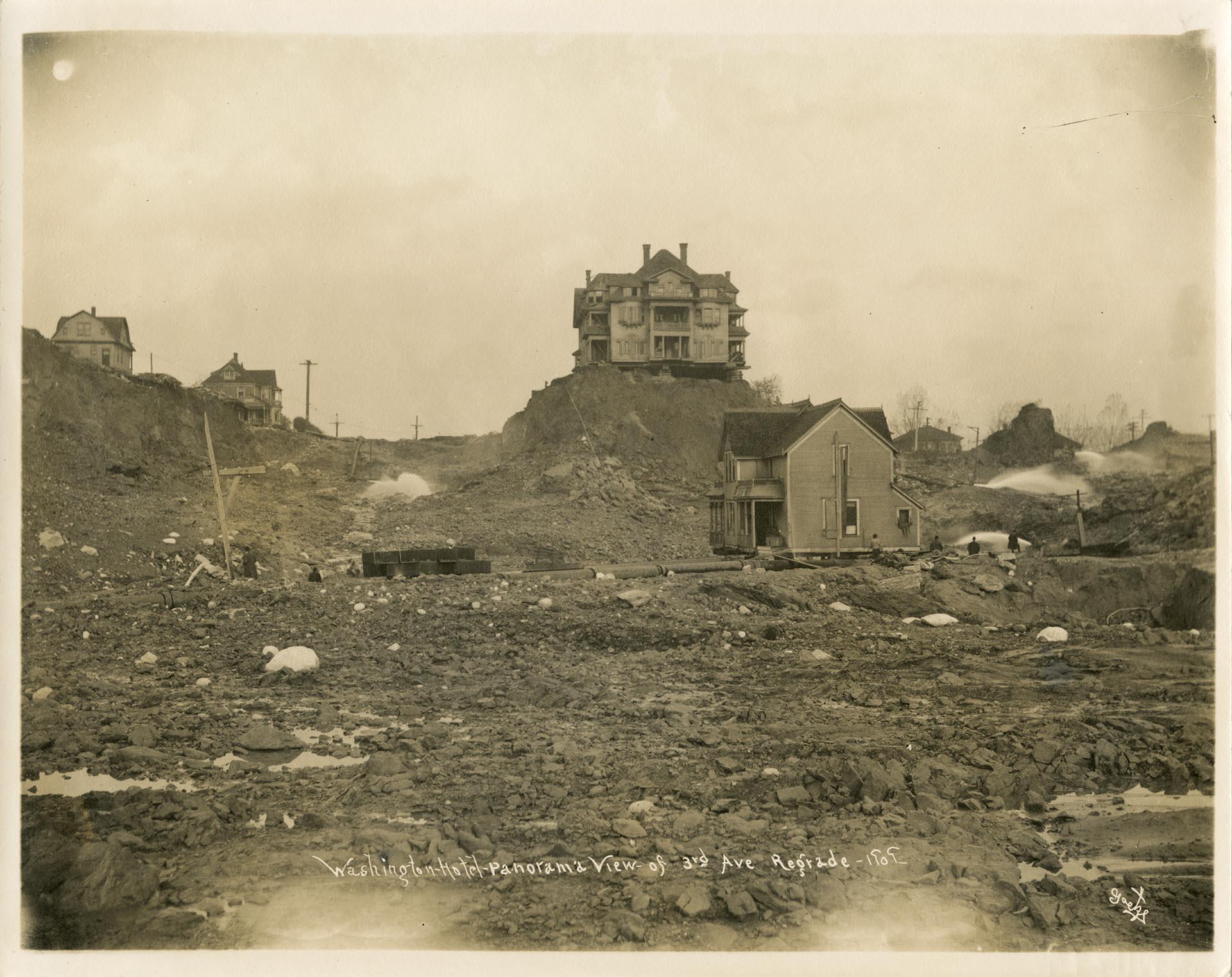 Image of Denny Regrade project in progress, Seattle, 1909