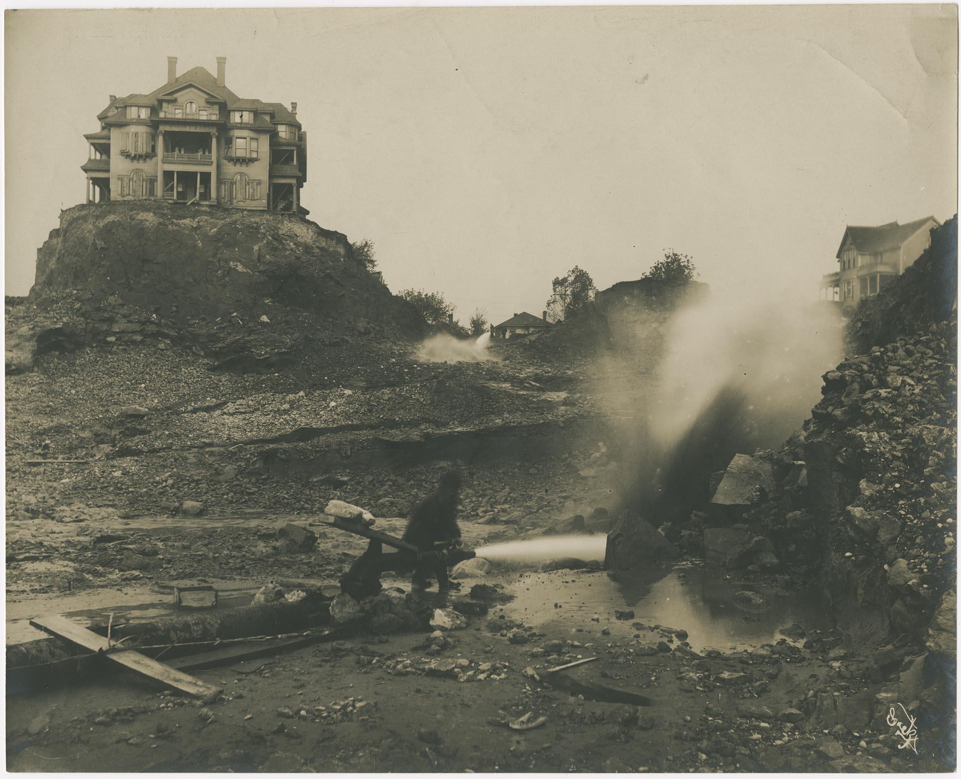 Image of Denny Regrade project in progress, Seattle, 1909