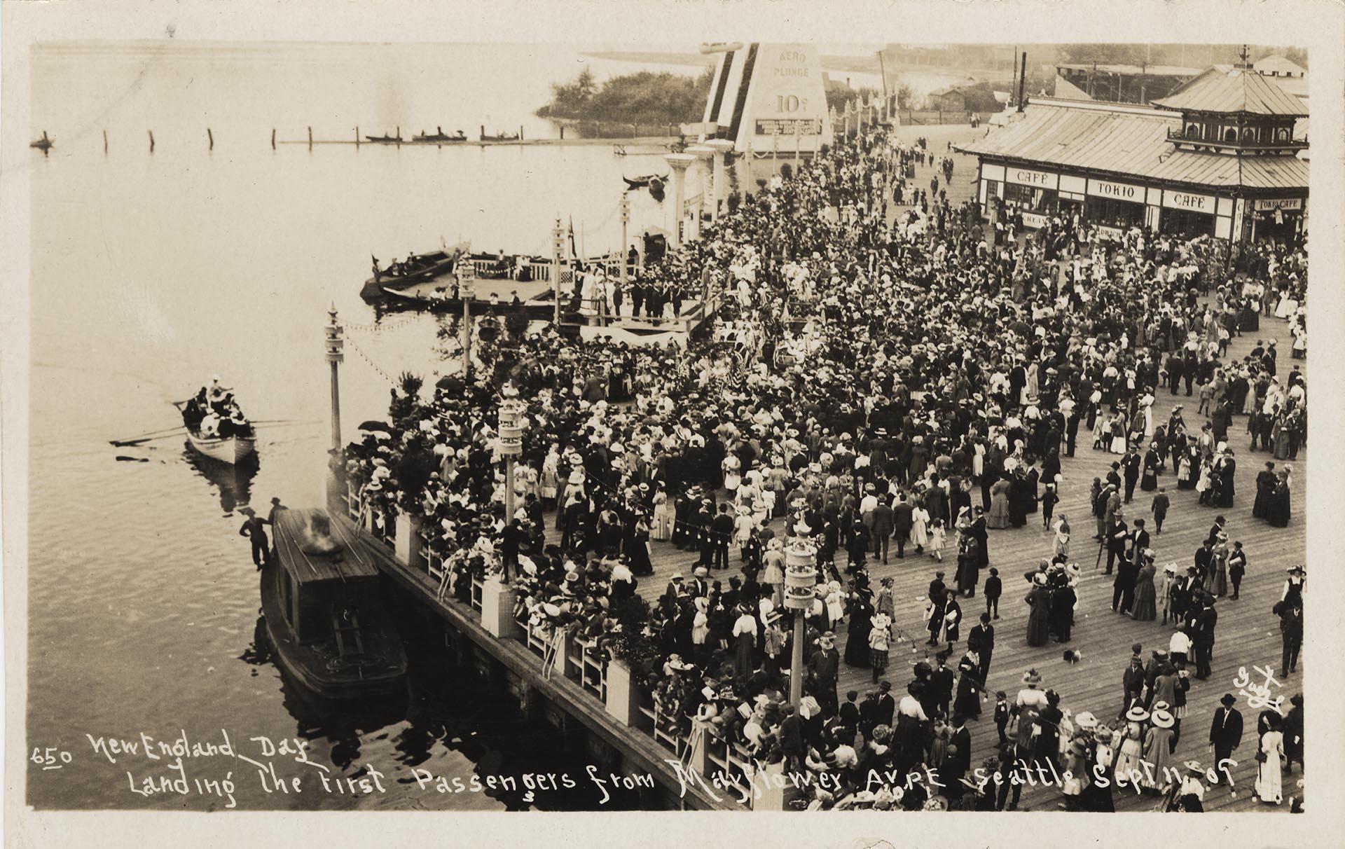 Image of Mayflower Passengers landing on New England Day at the Alaska-Yukon-Pacific Exposition, Seattle, September 11, 1909