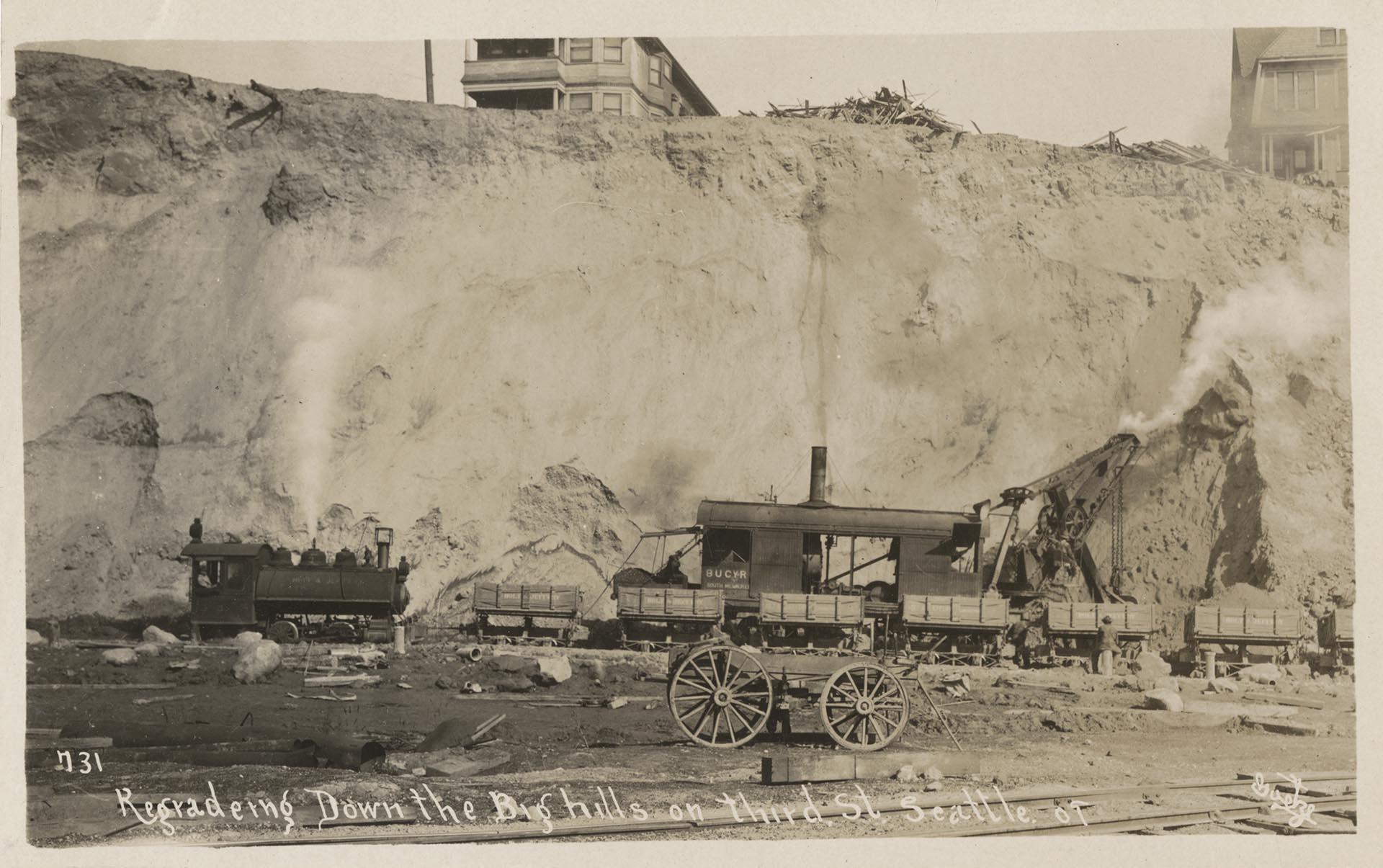 Image of Denny Regrade project in progress, Seattle, 1909