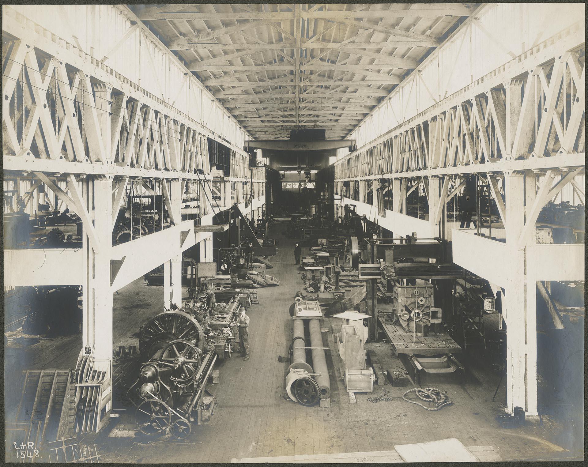 Image of Machine shop at Moran Brothers shipyard, Seattle, July 4, 1902