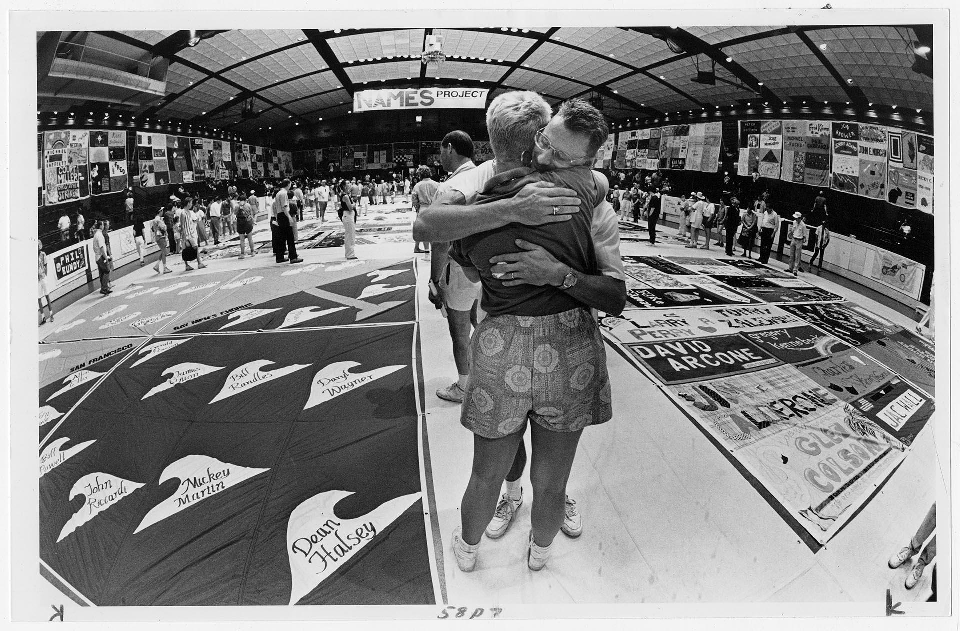 Image of Visitors viewing the NAMES Project Quilt, Seattle, July 25, 1988
