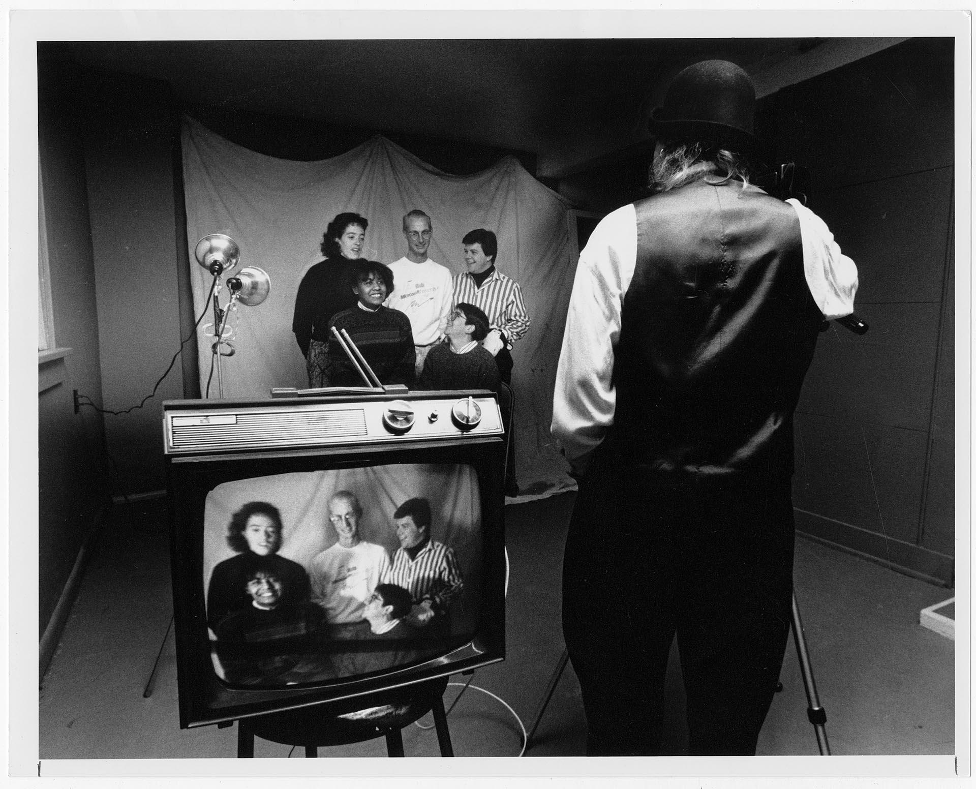 Image of Chicken Soup Brigade staff making a video, Seattle, February 5, 1990