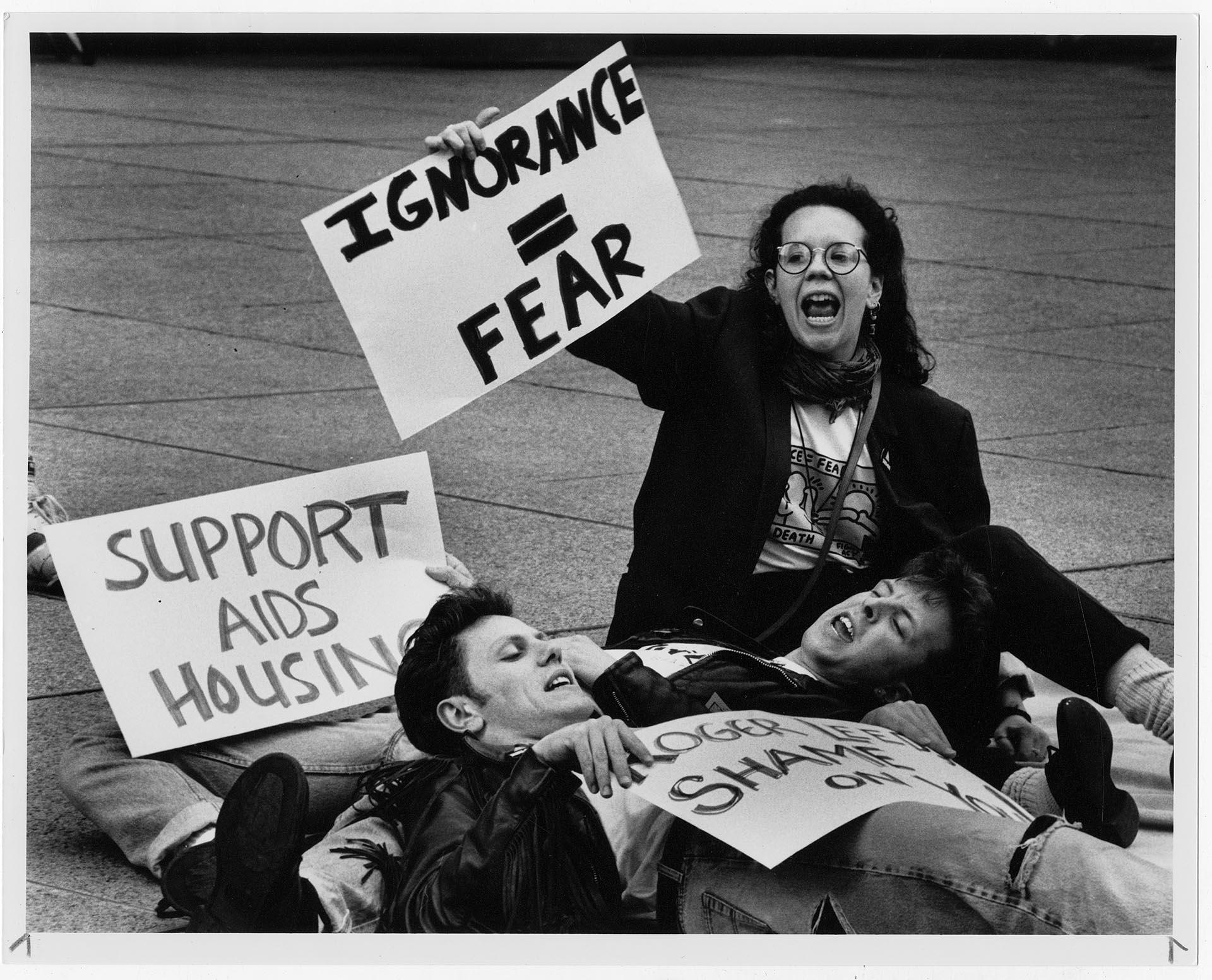 Image of AIDS hospice advocates at ACT UP demonstration, Seattle, March 20, 1990