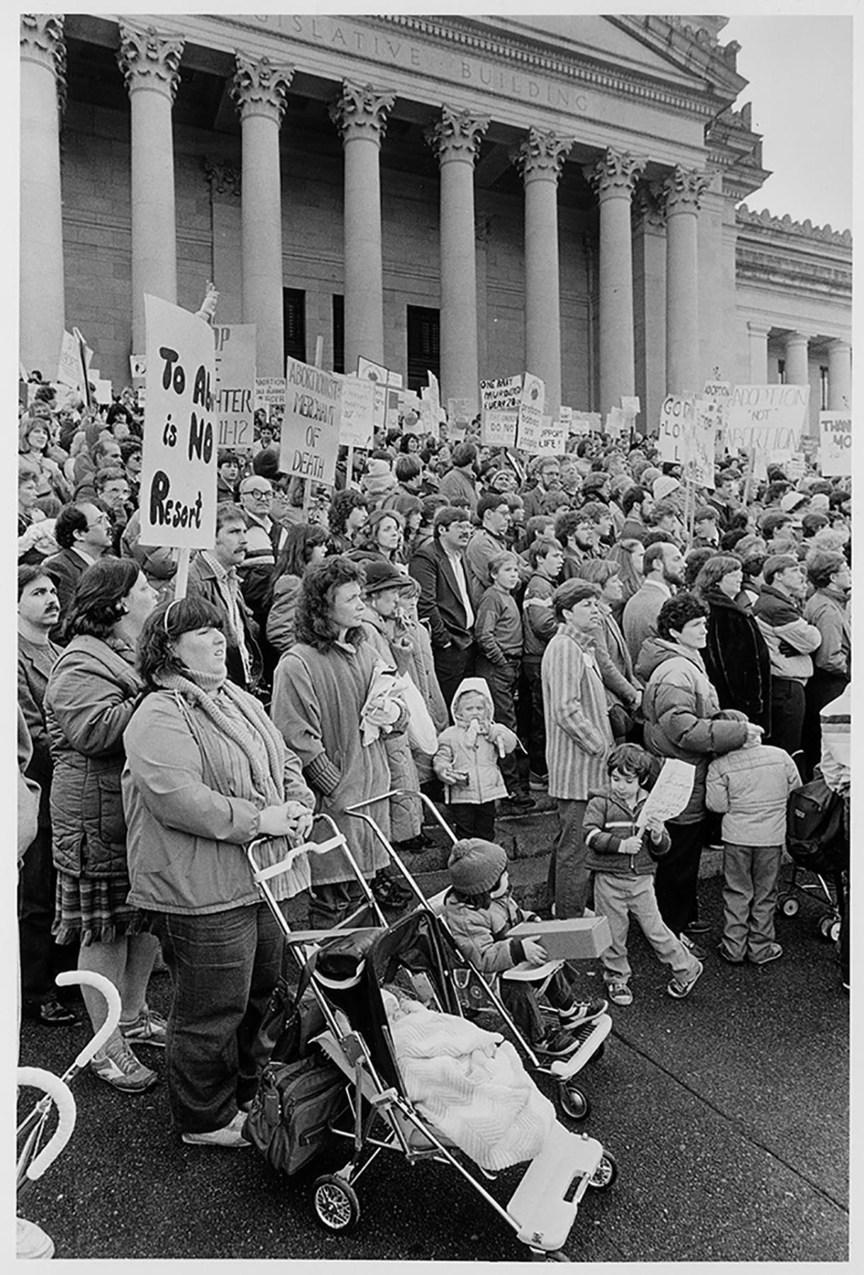 Image of Anti-abortion demonstration at State Capitol, Olympia, January 18, 1985