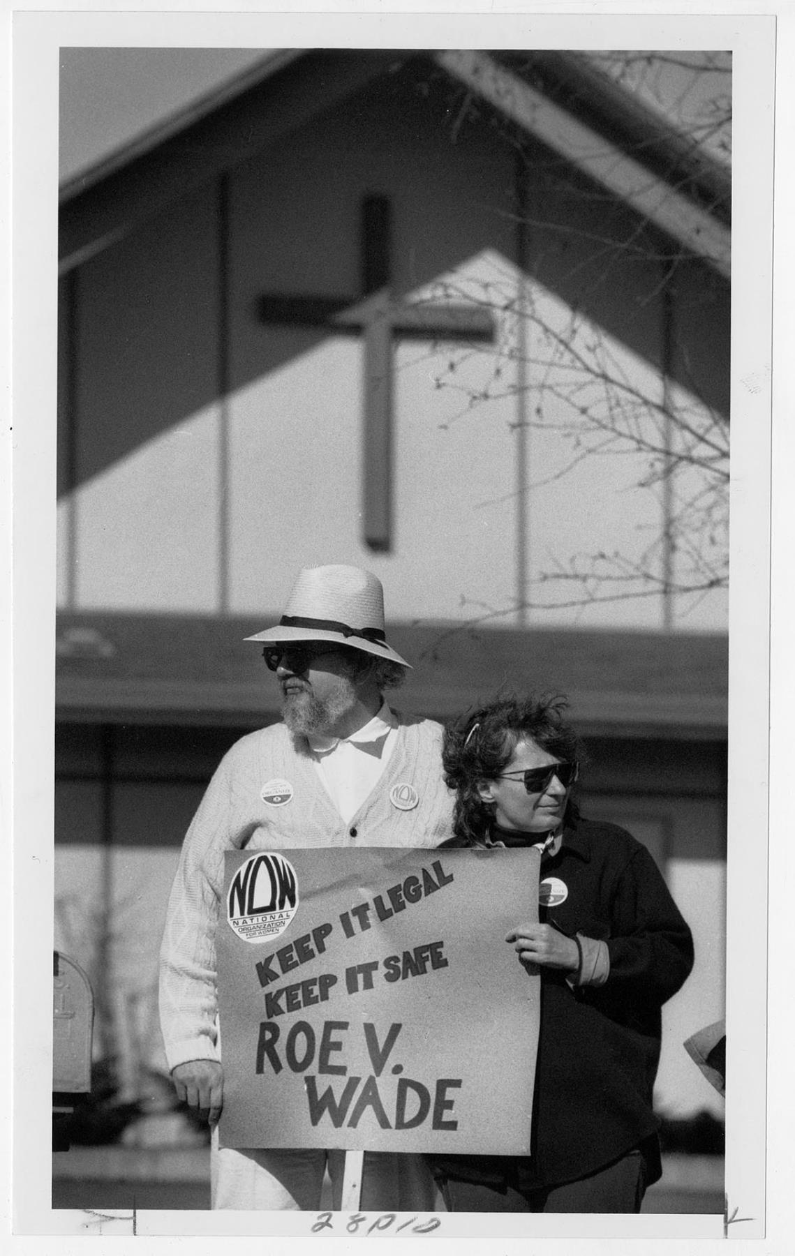 Image of Pro-choice supporters outside Faith Tabernacle, Kent, April 9, 1989