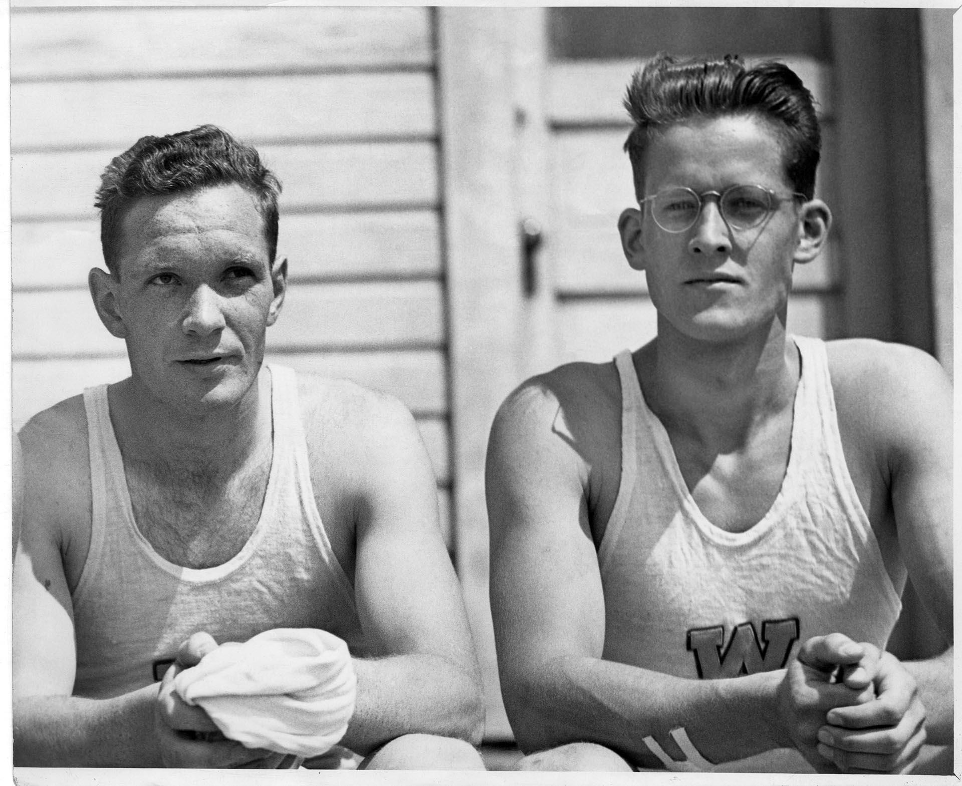 Image of UW crew team members Gordon Adam and Norm Turay, Seattle, circa 1936