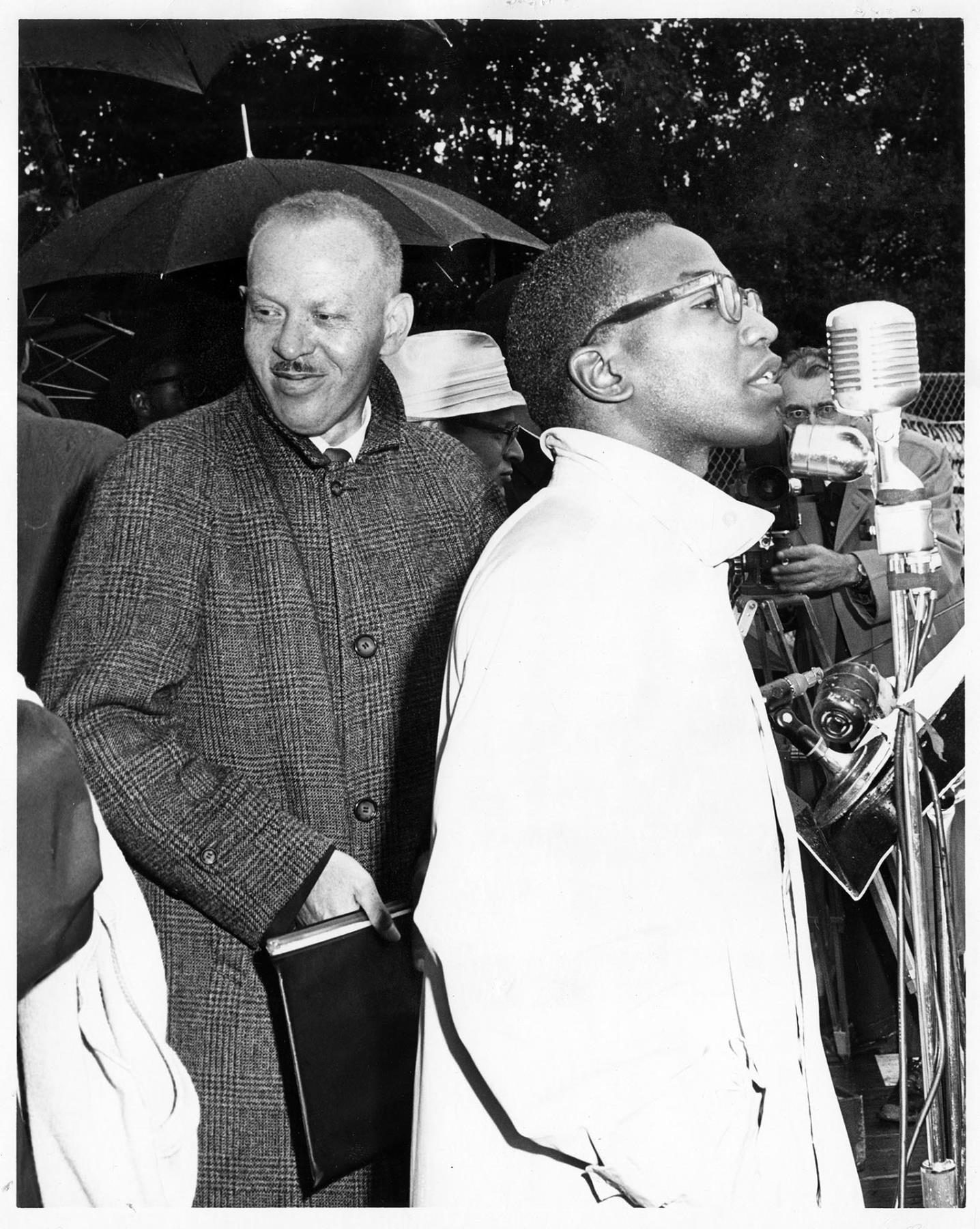 Image of Reginald Alleyne and John Adams at CORE housing rally, Seattle, October 20, 1963