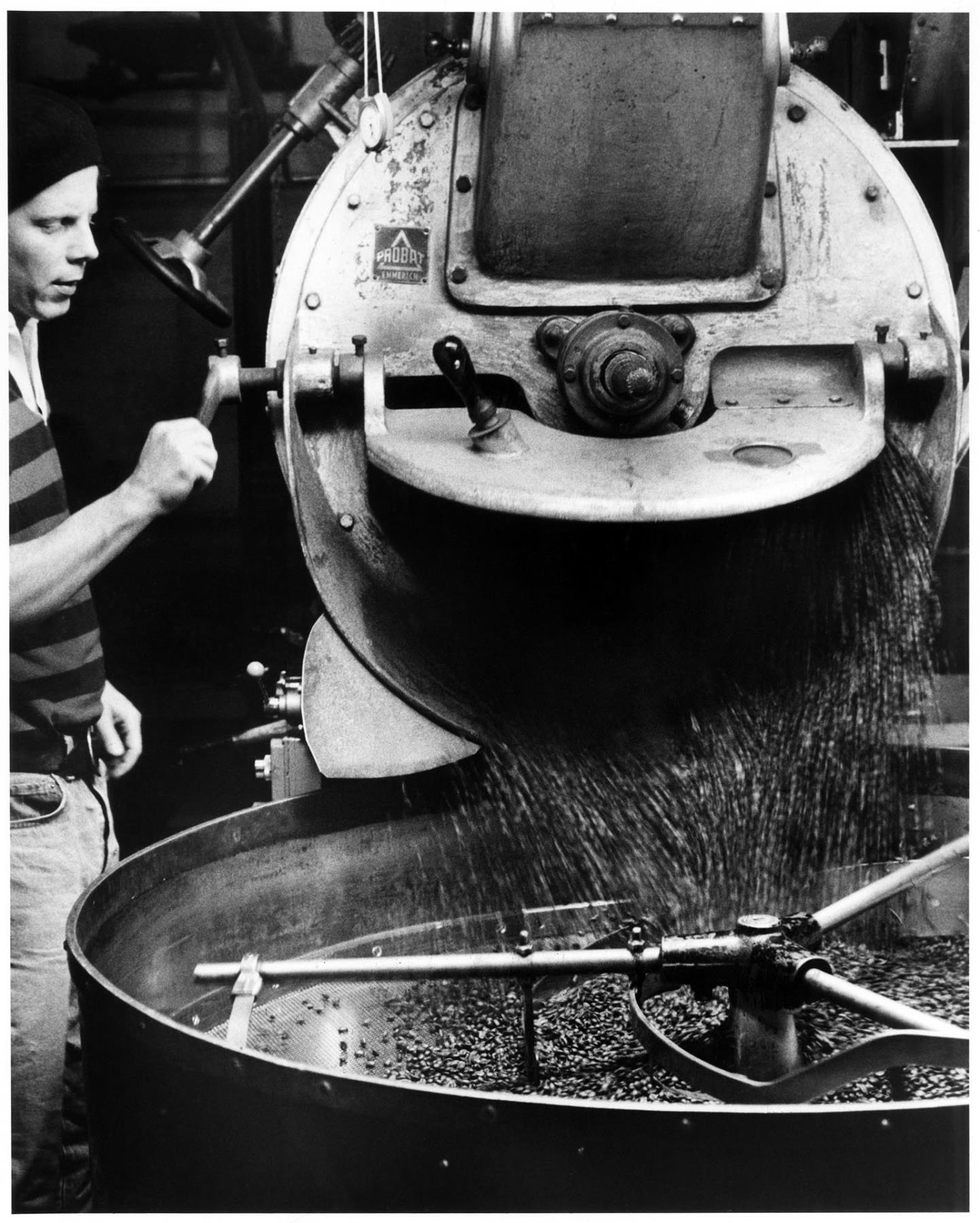 Image of Michael Dice roasting coffee at Starbucks, January 1983