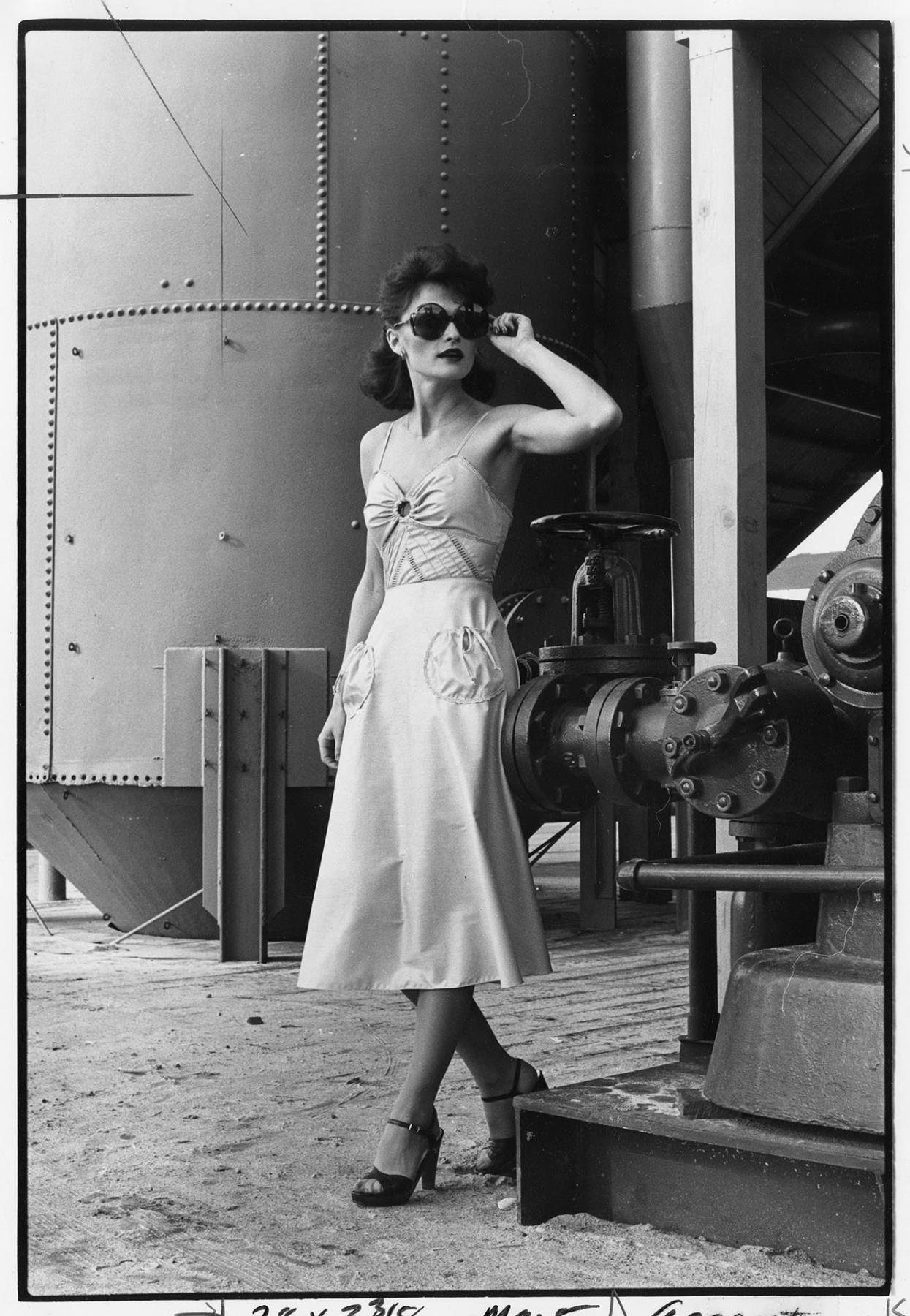 Image of Fashion model posing at Gas Works Park, Seattle, February 16, 1978