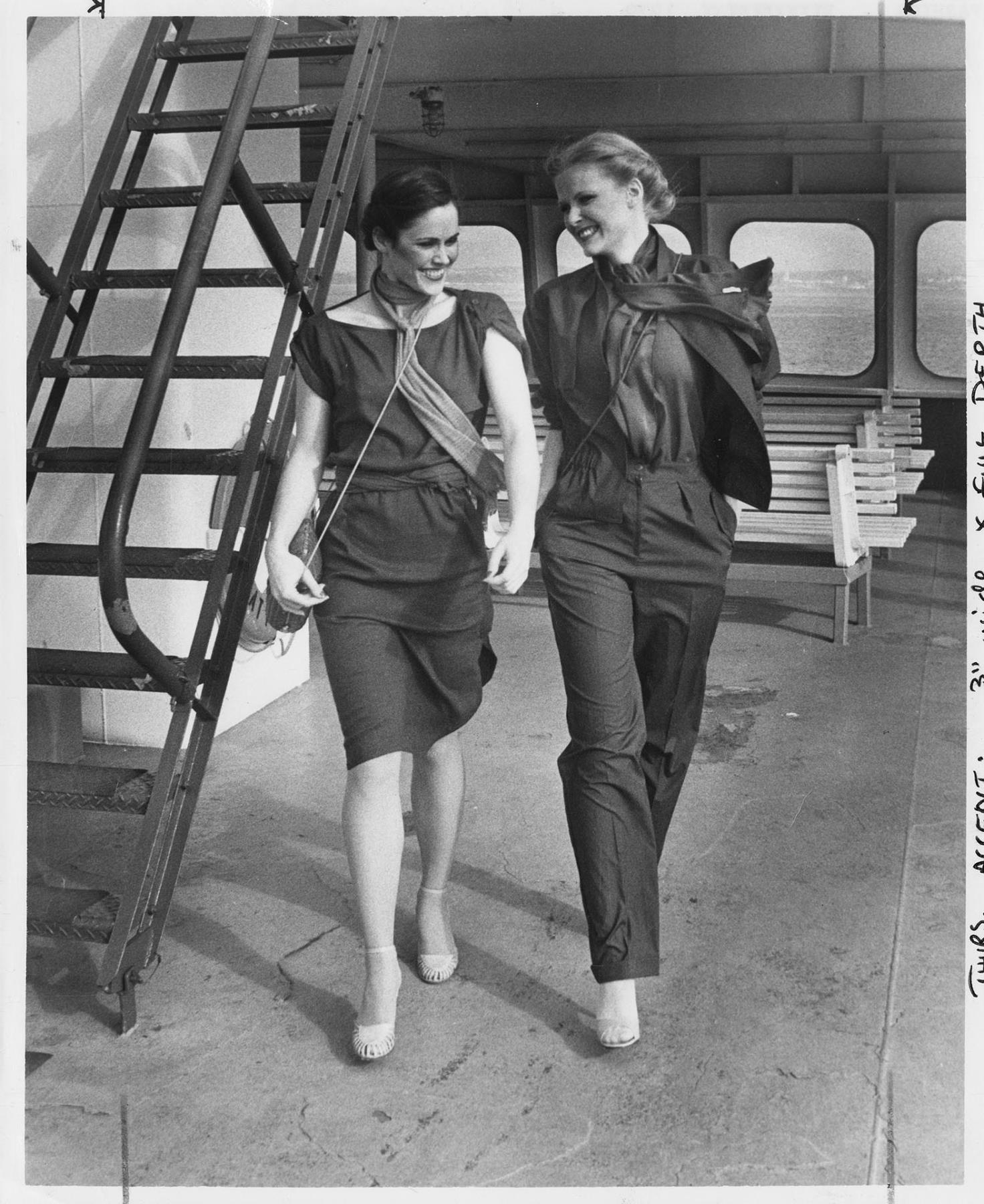 Image of Fashion models on ferry boat, Seattle, February 21, 1979