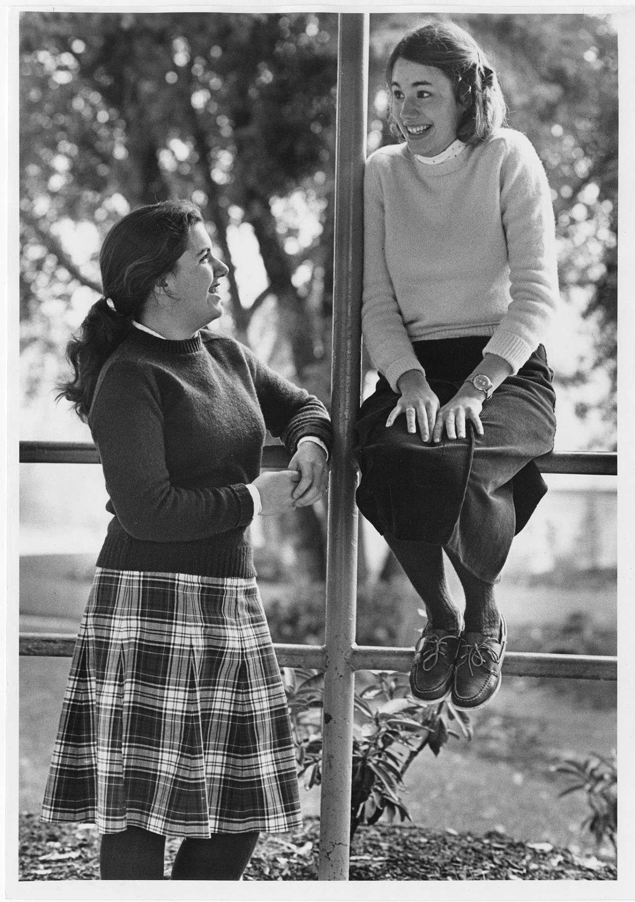 Image of Students modeling preppy high school fashion, Mercer Island, December 4, 1980