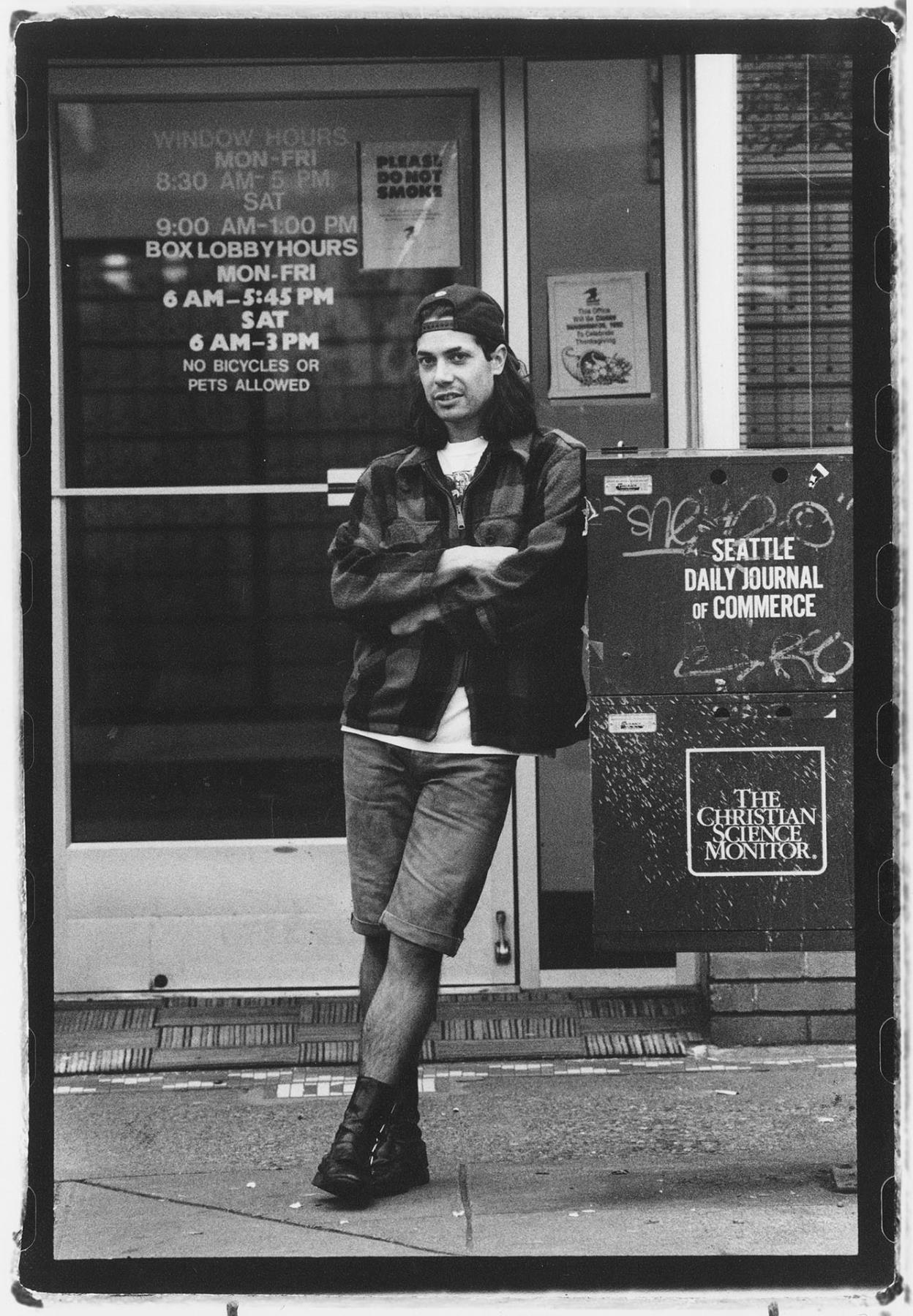 Image of David Latimer posing in grunge, Seattle, November 24, 1992