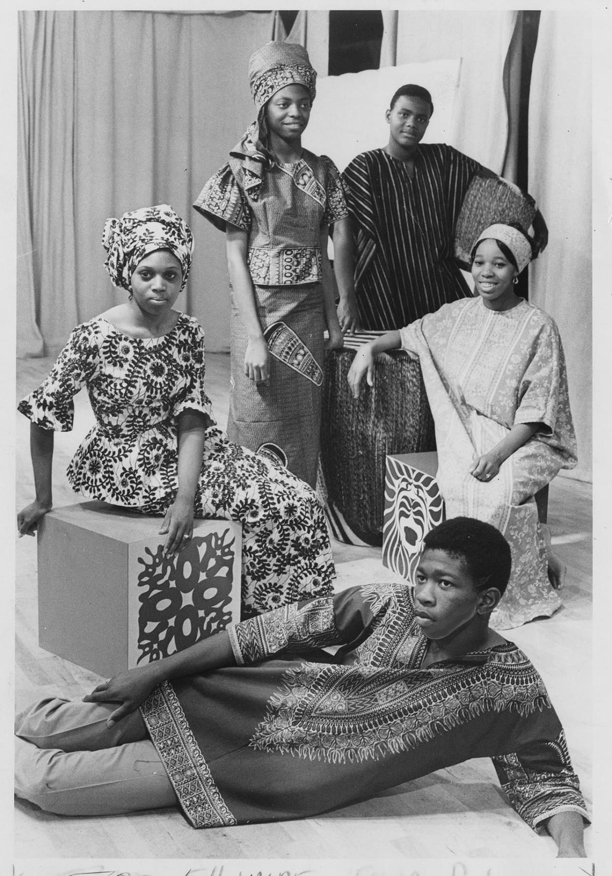 Image of Models wearing African-influenced fashion by CAMPI members, Seattle, August 15, 1968