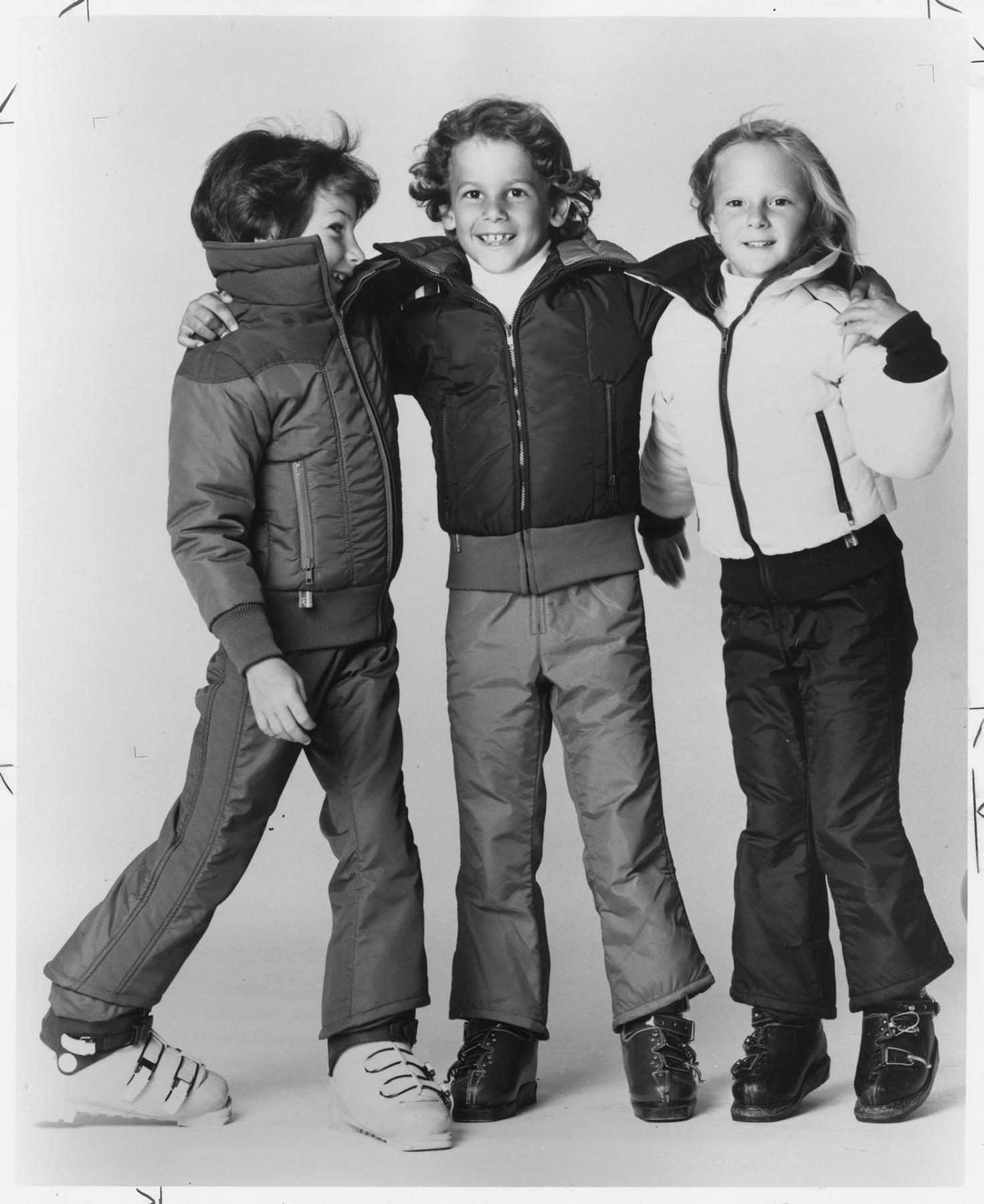 Image of Child models posing in Roffe ski wear, Seattle, December 20, 1979
