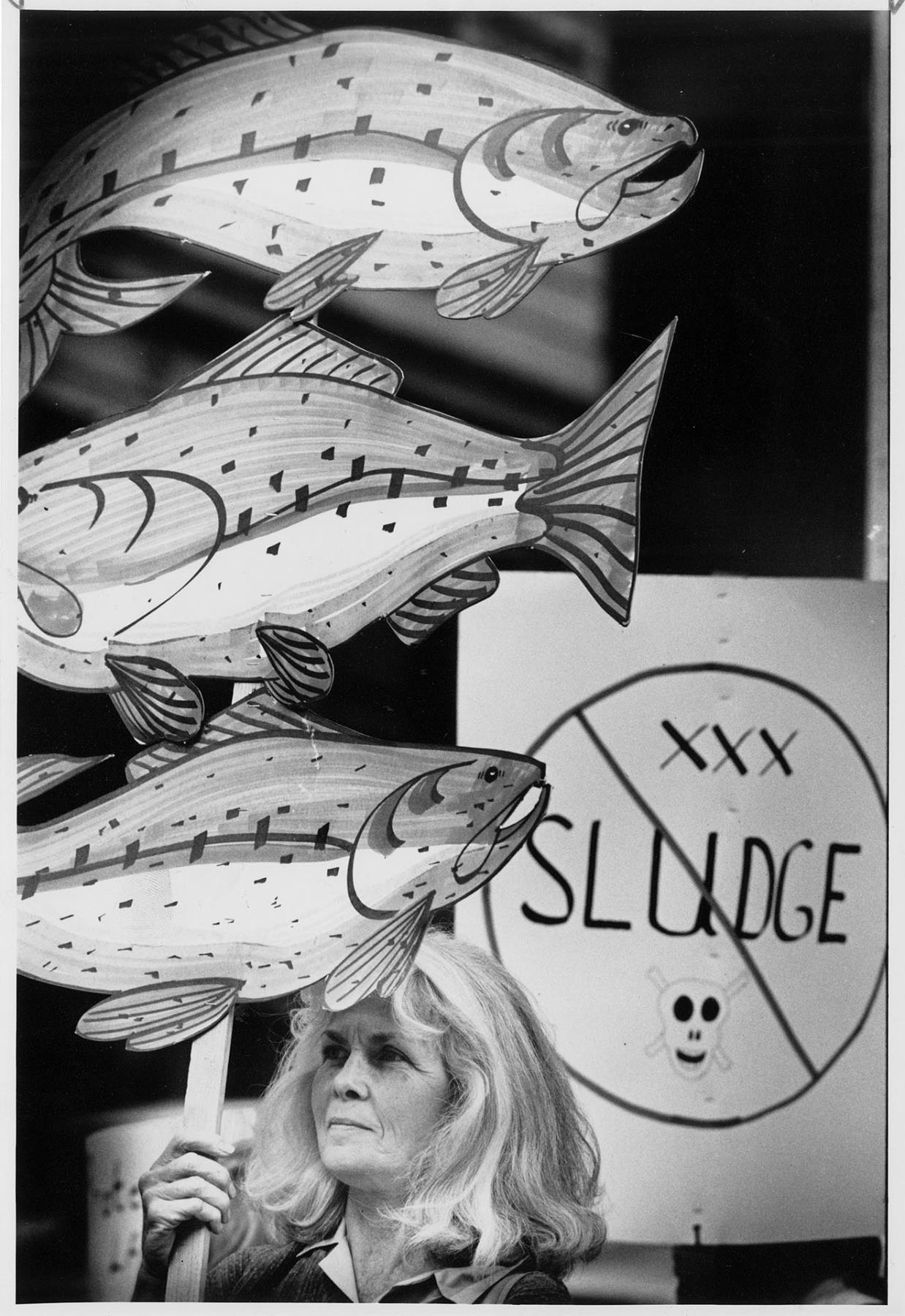 Image of Amanda Van Orden protesting Metro pollution, Seattle, May 18, 1989