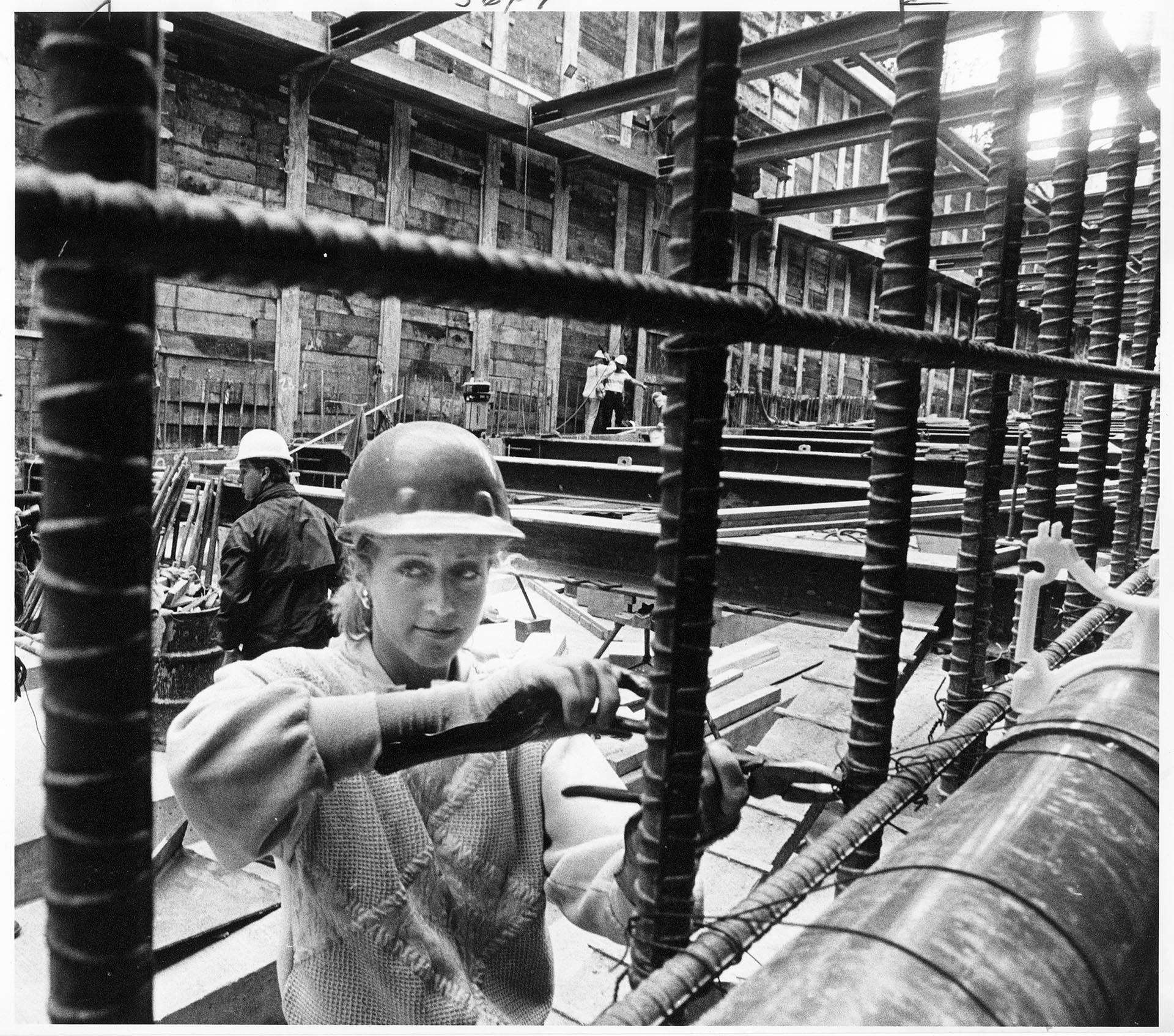 Image of Electrician working on tunnel under Pine Street, Seattle, August 20, 1987