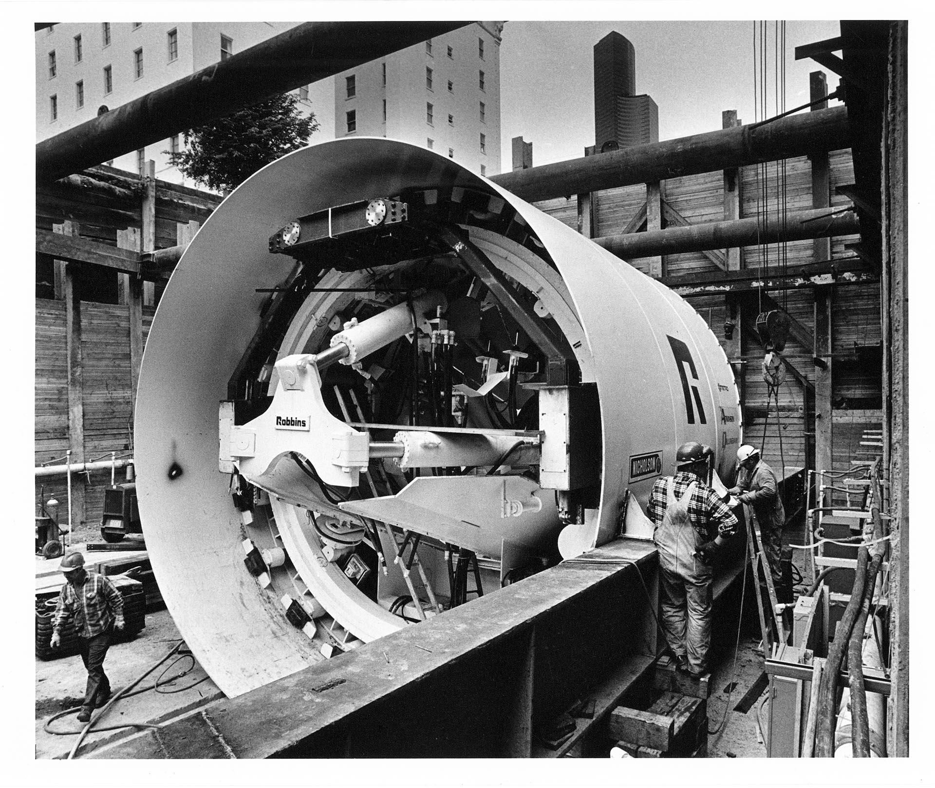 Image of Boring machine at Metro tunnel portal, Seattle, May 18, 1987